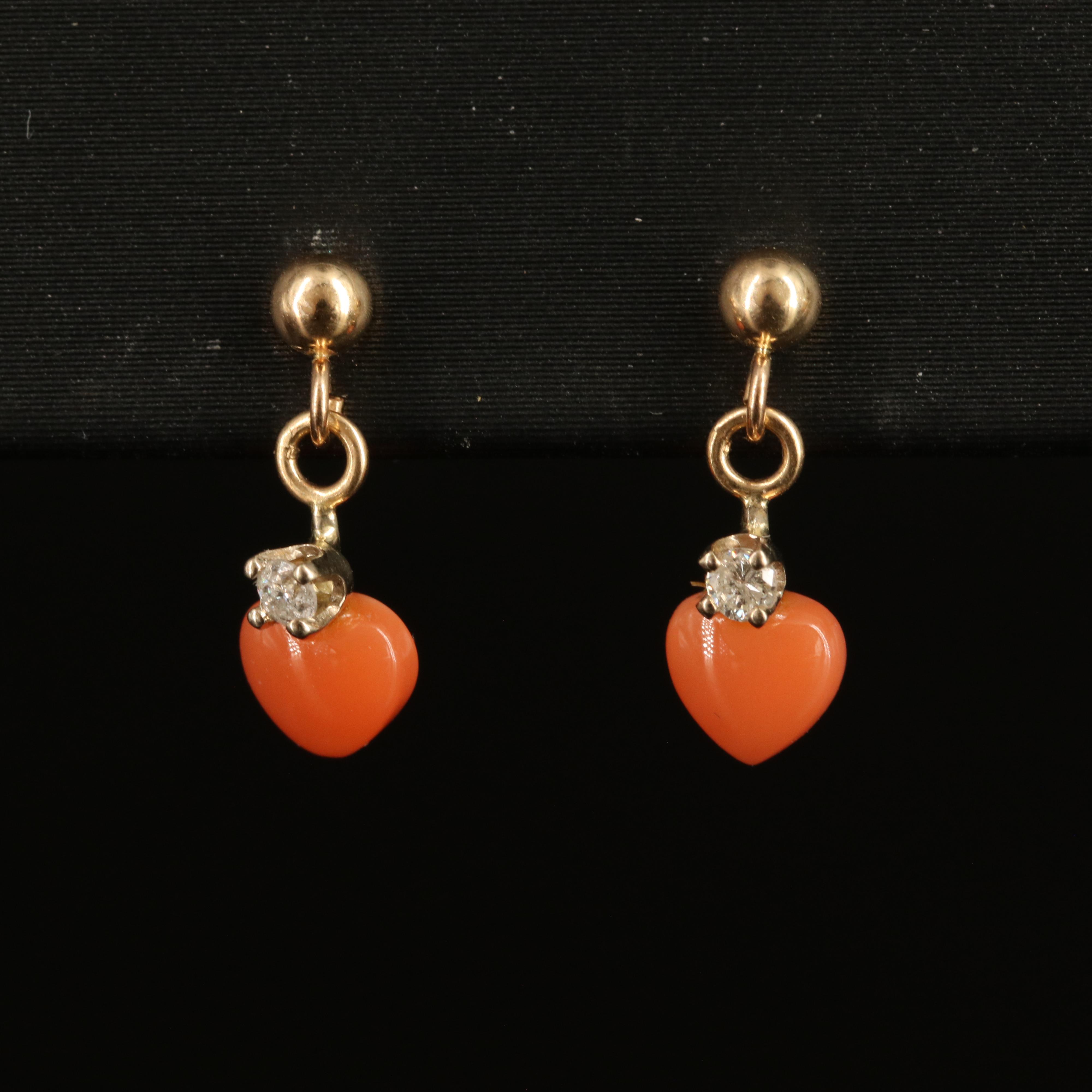 10K and 14K Earrings with Aquamarine, Coral and Diamonds