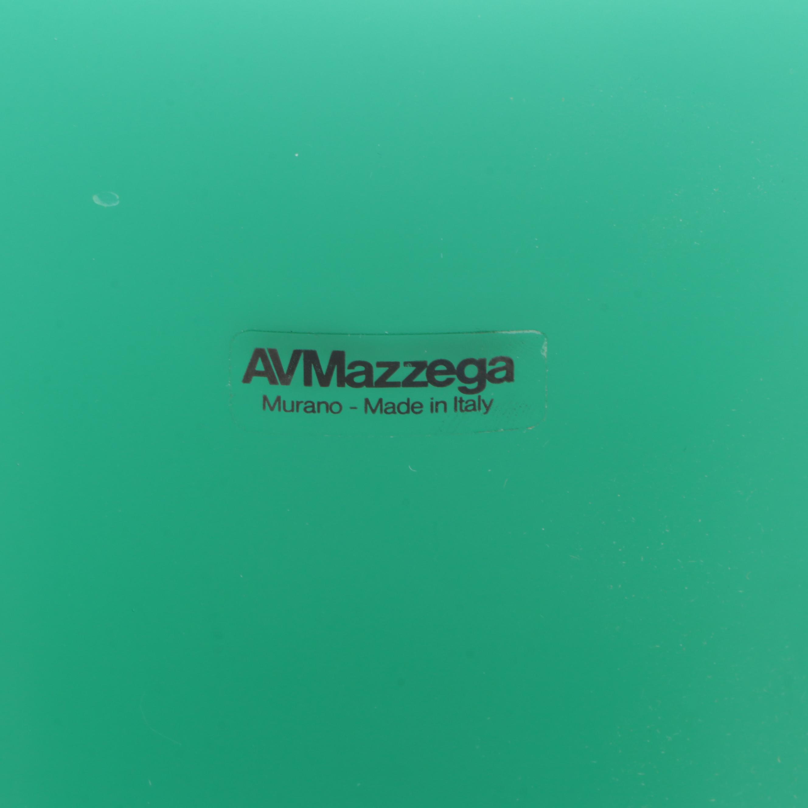 A.V. Mazzega Murano Glass Vase with Murano Ribbon Lattice Paperweight