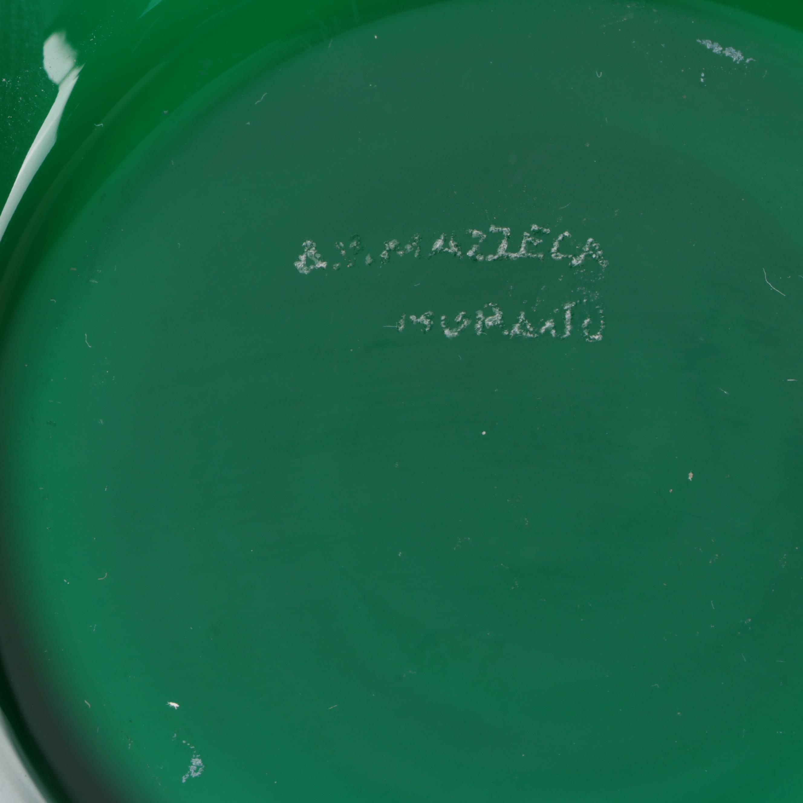 A.V. Mazzega Murano Glass Vase with Murano Ribbon Lattice Paperweight