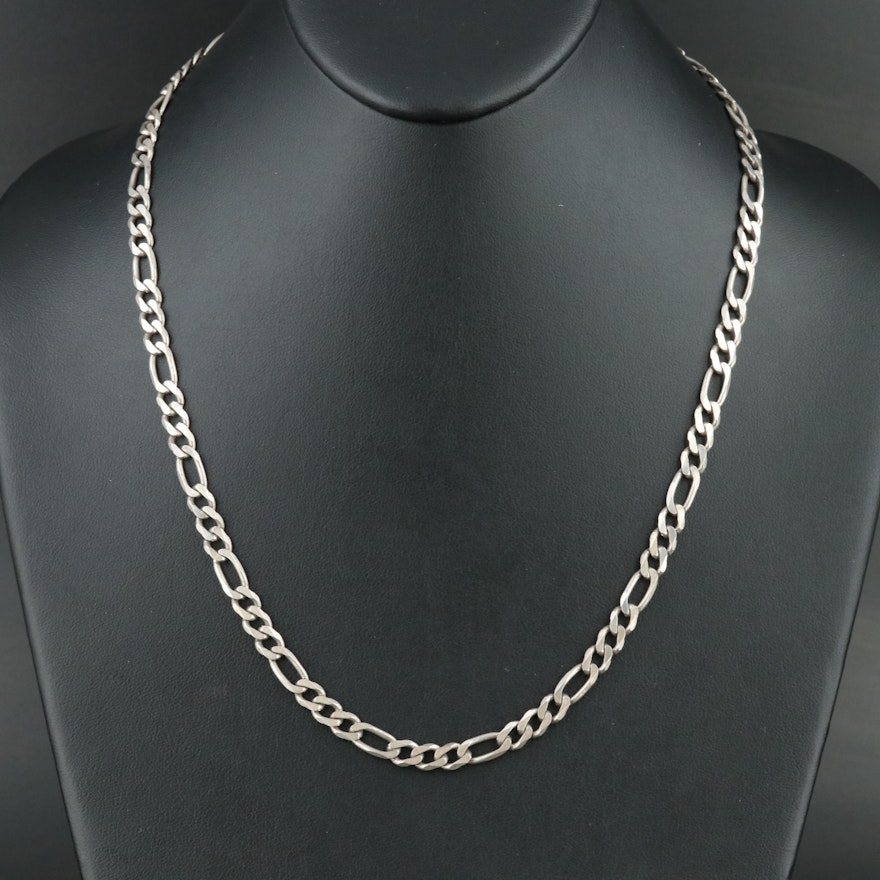 Sterling Figaro Chain Necklace