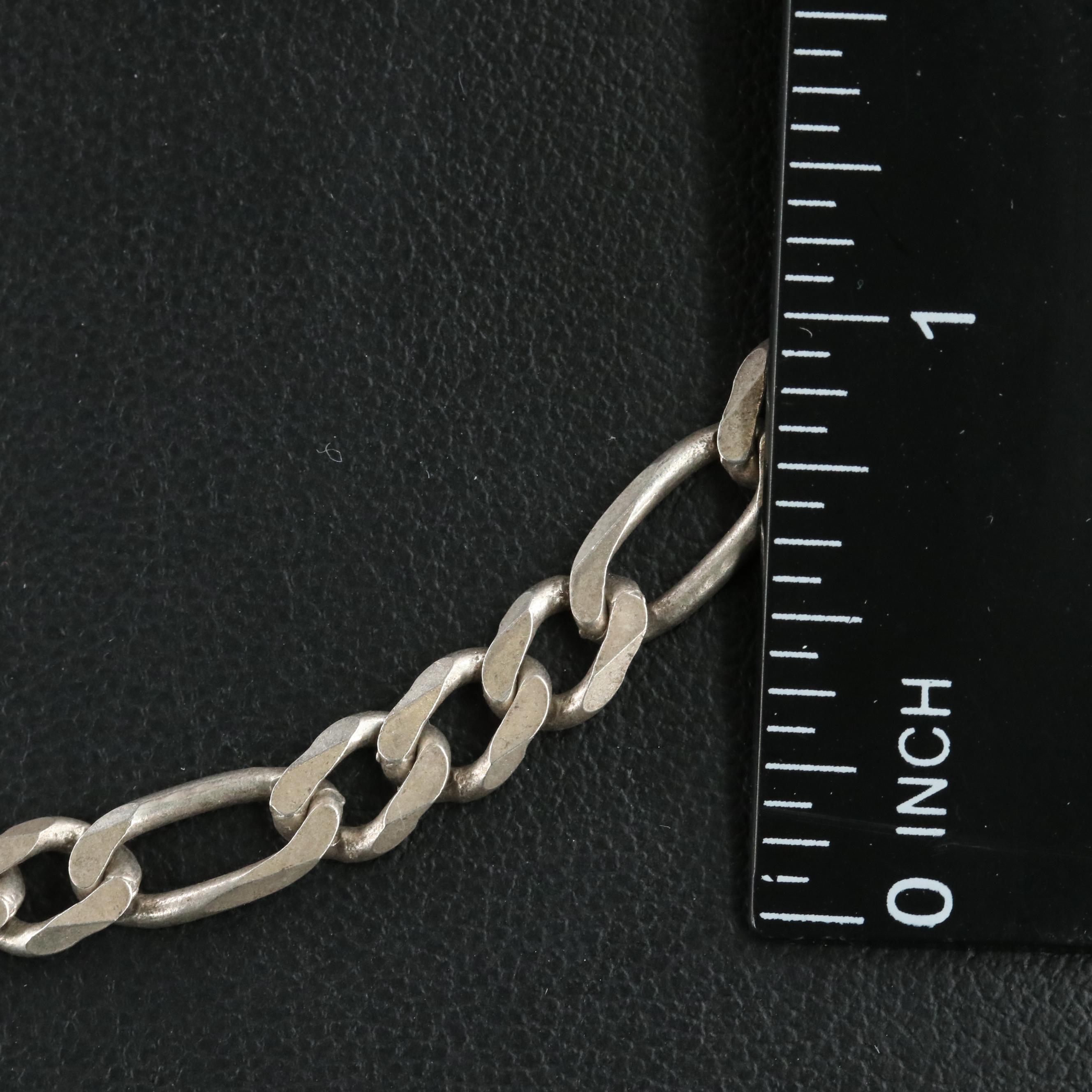 Sterling Figaro Chain Necklace