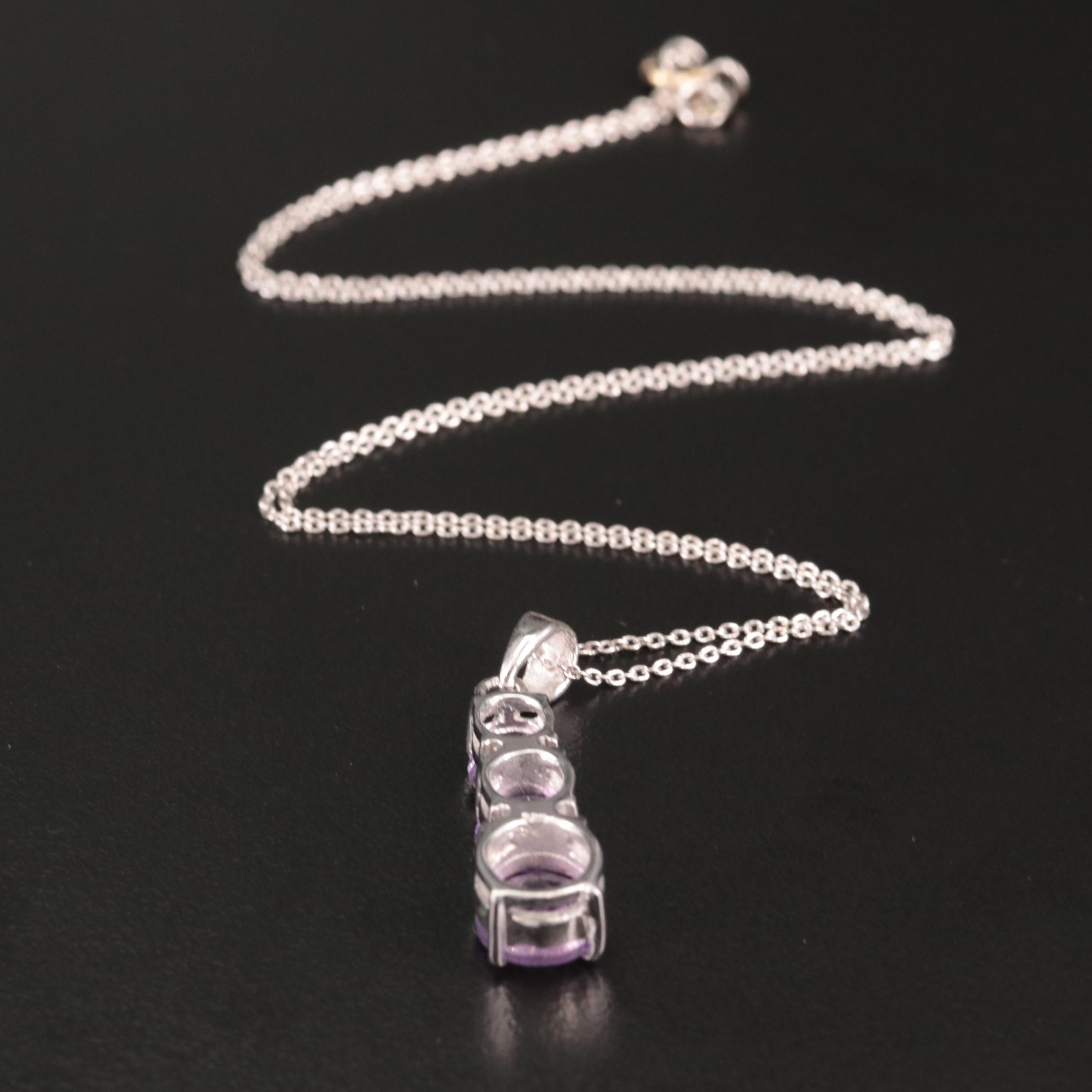 Sterling Amethyst Drop Pendant Necklace