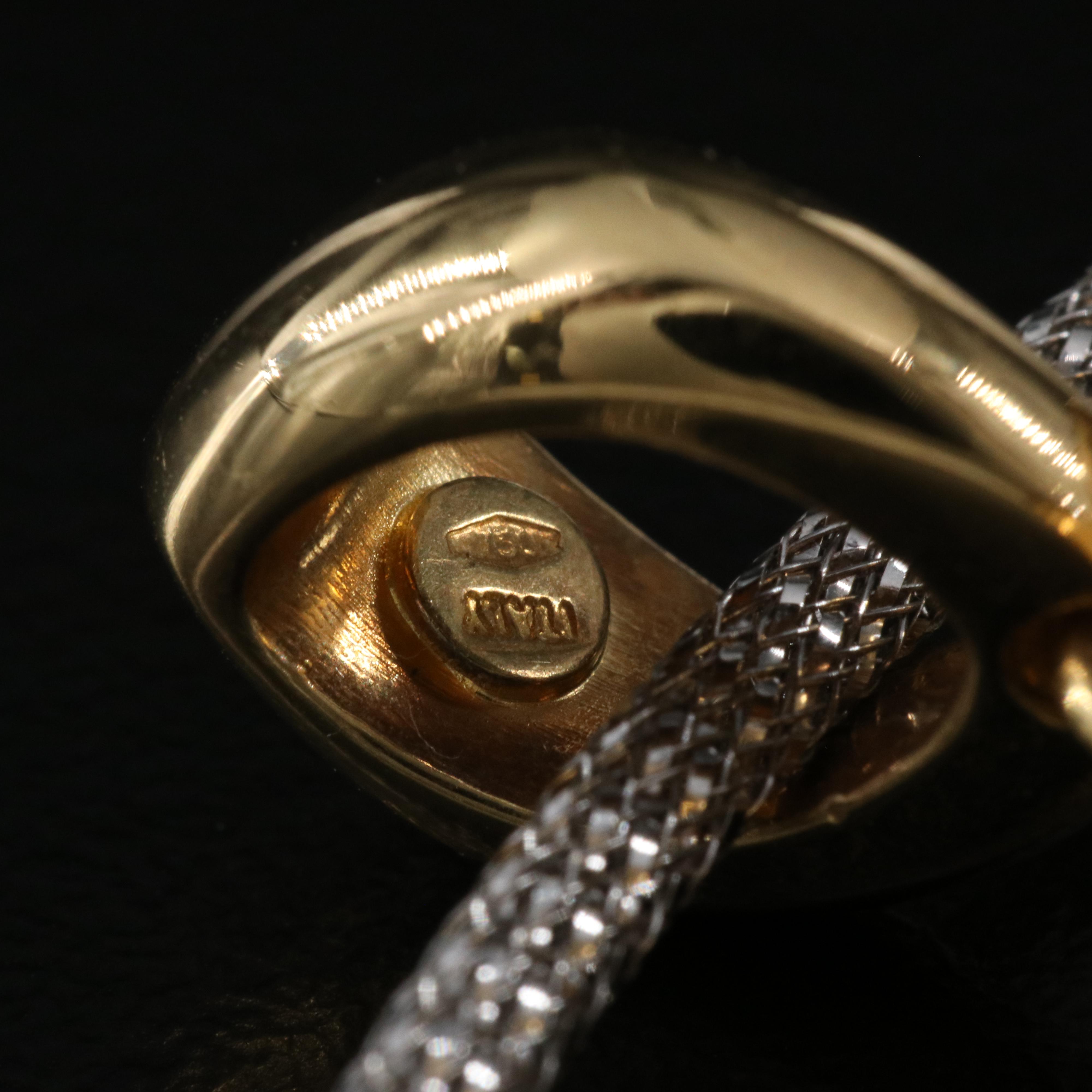 Italian 18K Puffy Heart Pendant on Woven Mesh Necklace