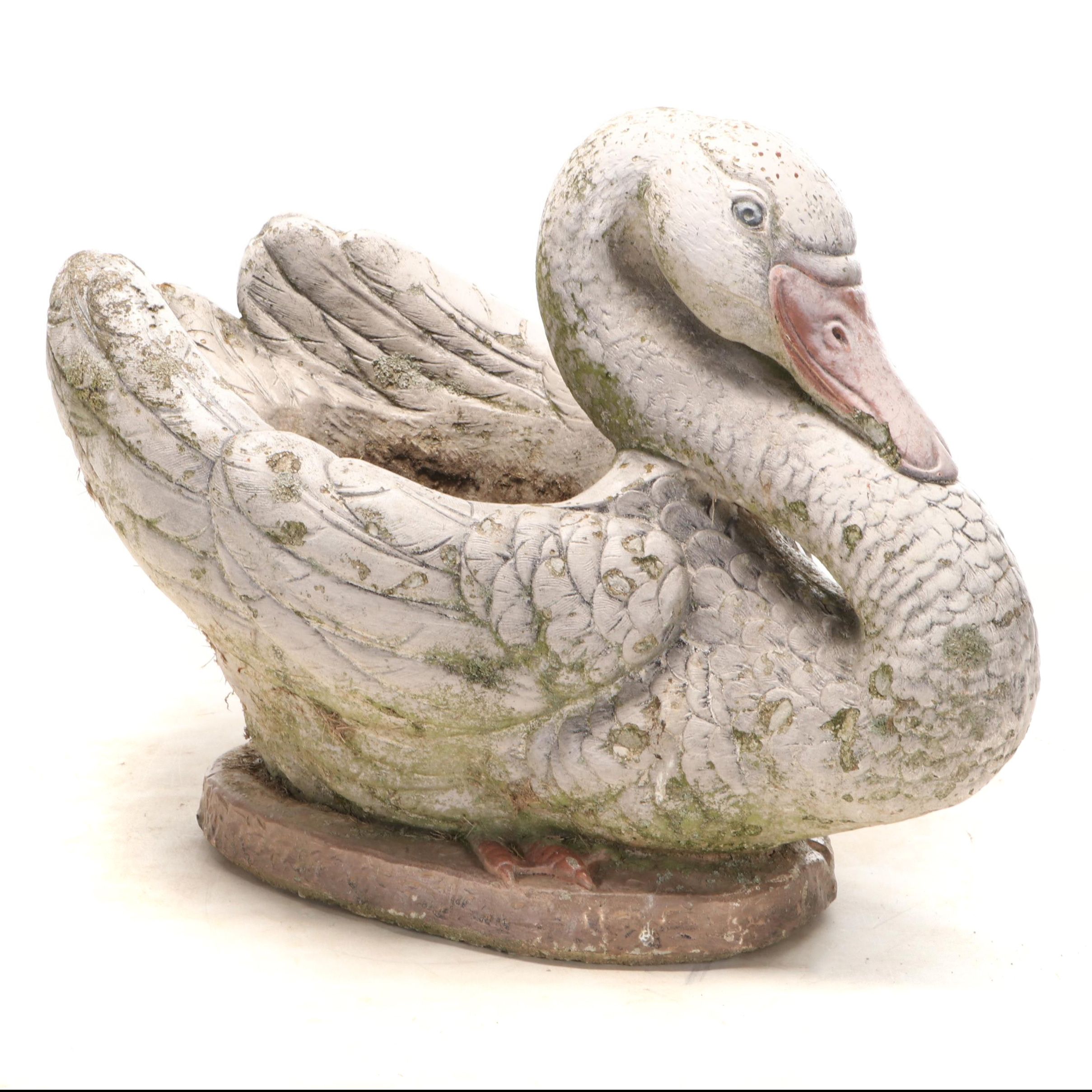 Cast Concrete Figural Swan Planter