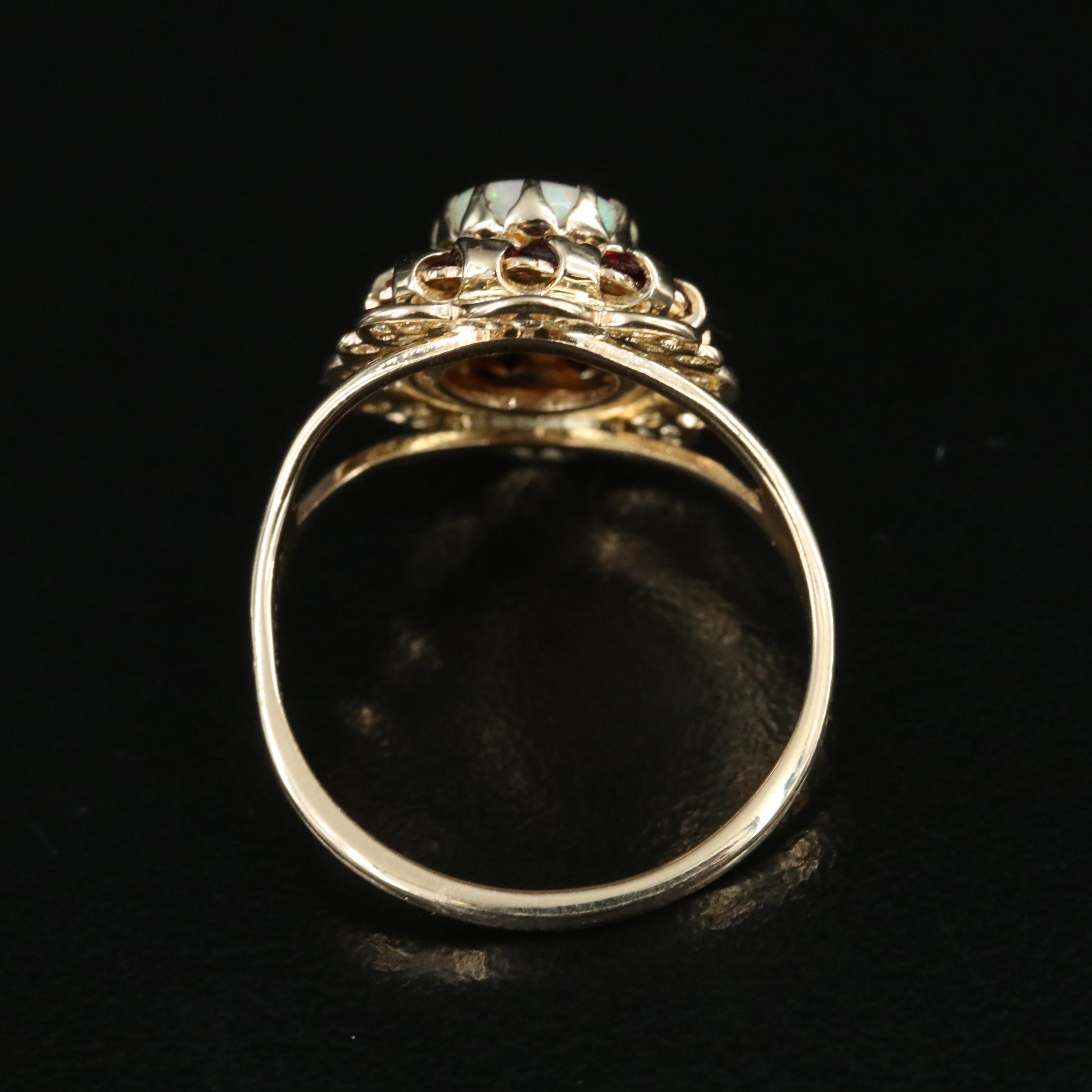10K Opal and Garnet Ring