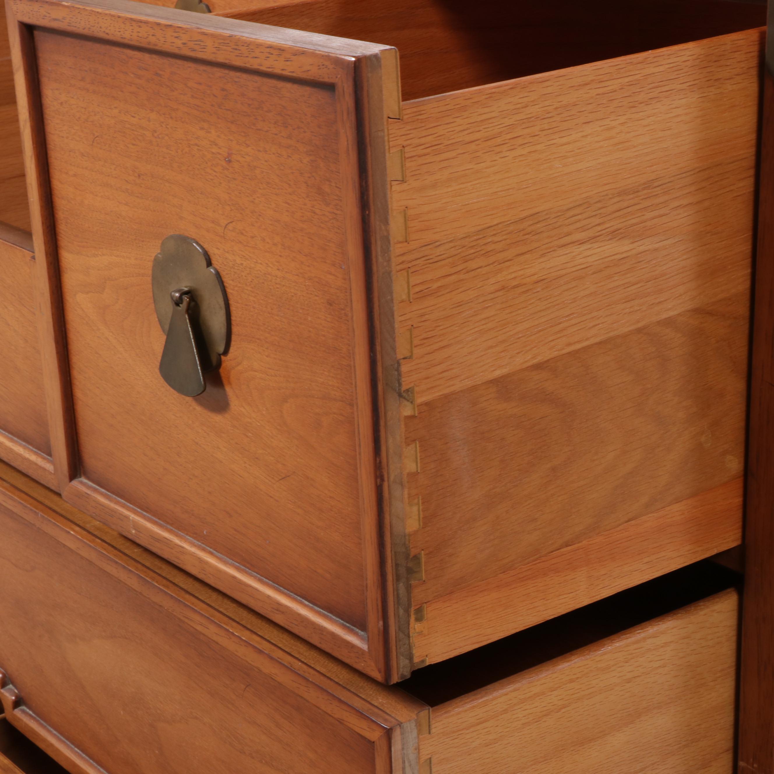 Compass by Drexel Walnut Dresser with Folding Mirror, Mid to Late 20th Century