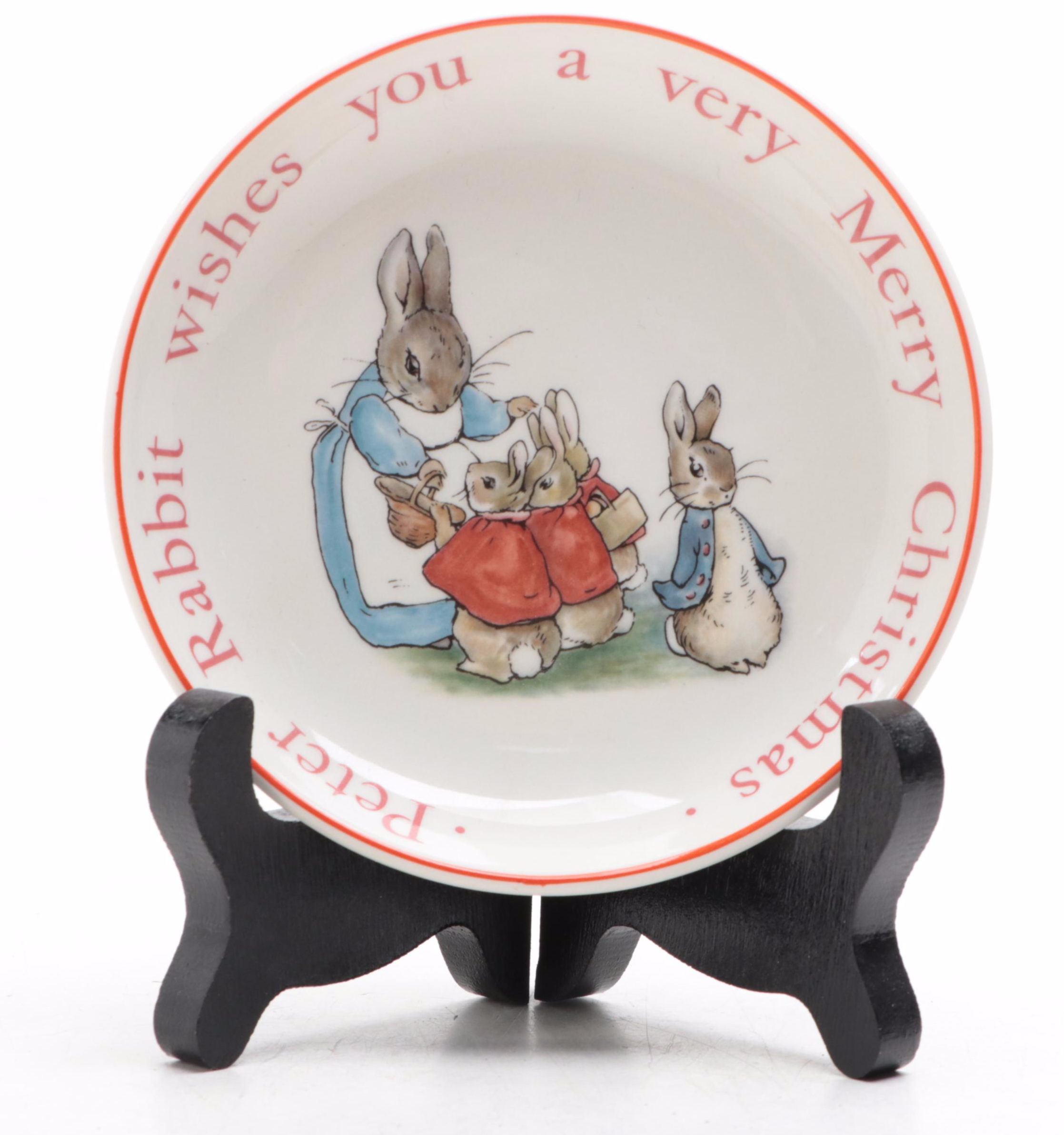 F. Warne "Cousin Ribby" and "Mrs. Rabbit" Ceramic Figurines with Trinket Dish