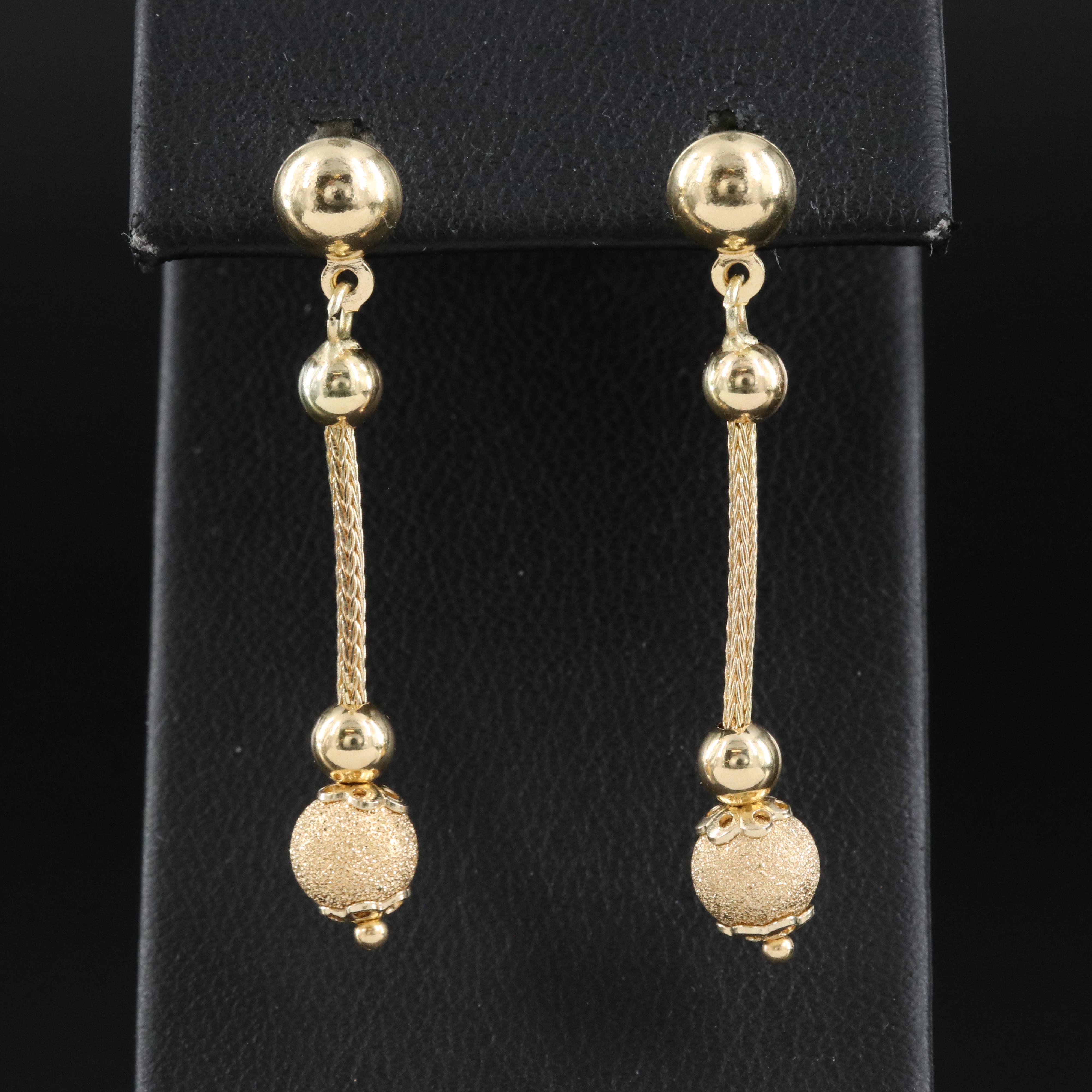 18K Diamond-Cut Ball Earrings