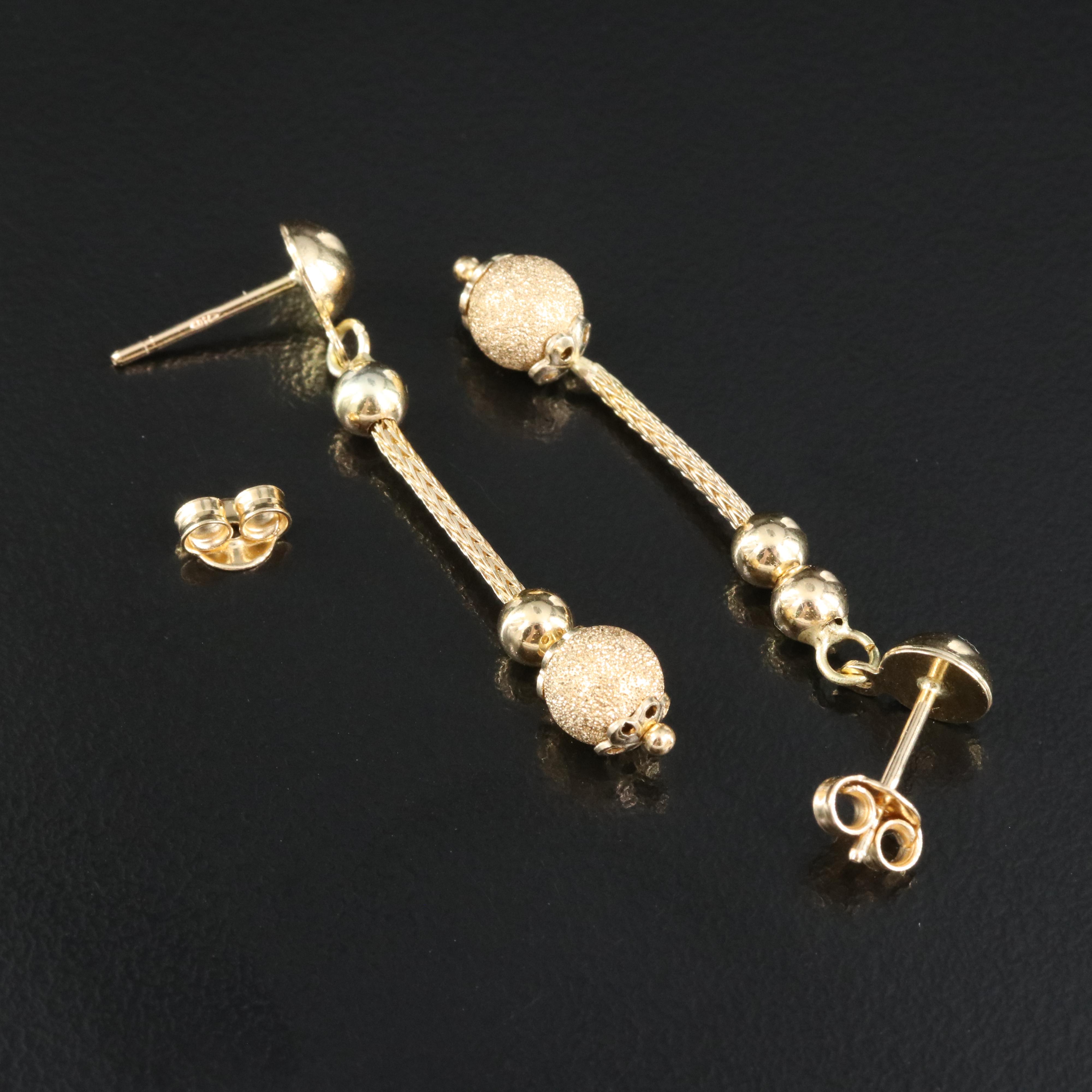 18K Diamond-Cut Ball Earrings