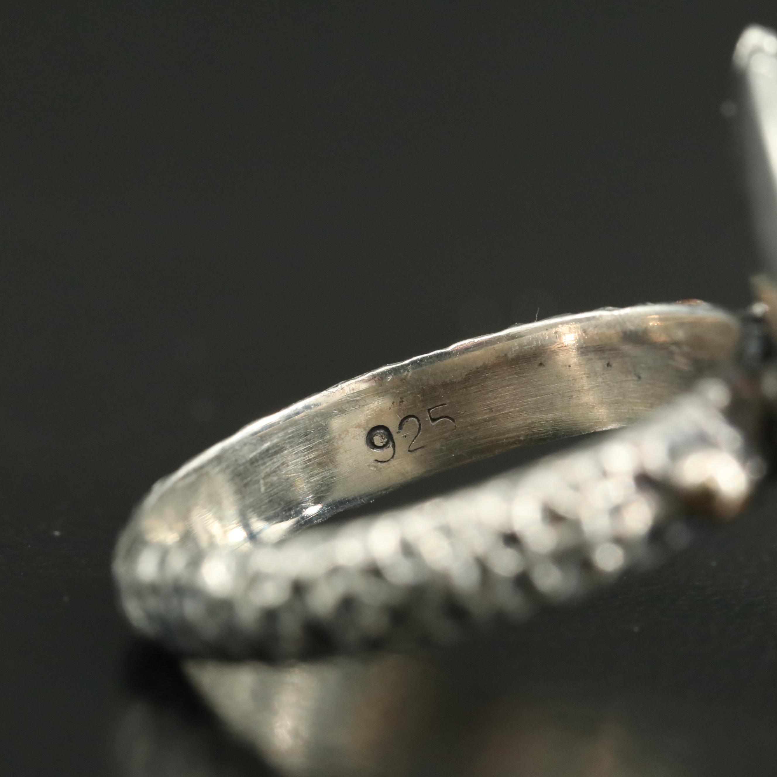 Sterling Turquoise Oval Ring with Bead Accents