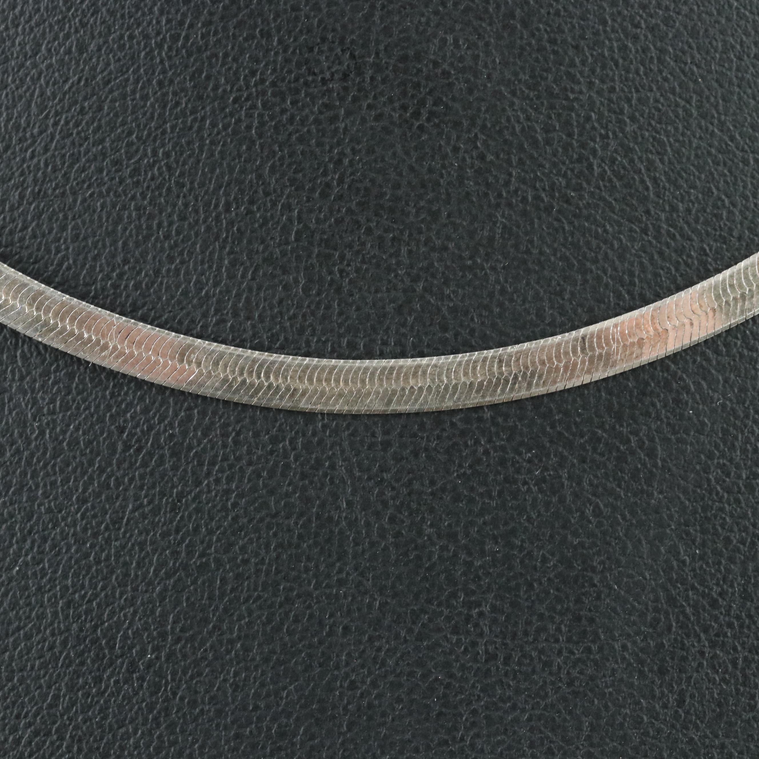 Sterling Herringbone Chain Necklace