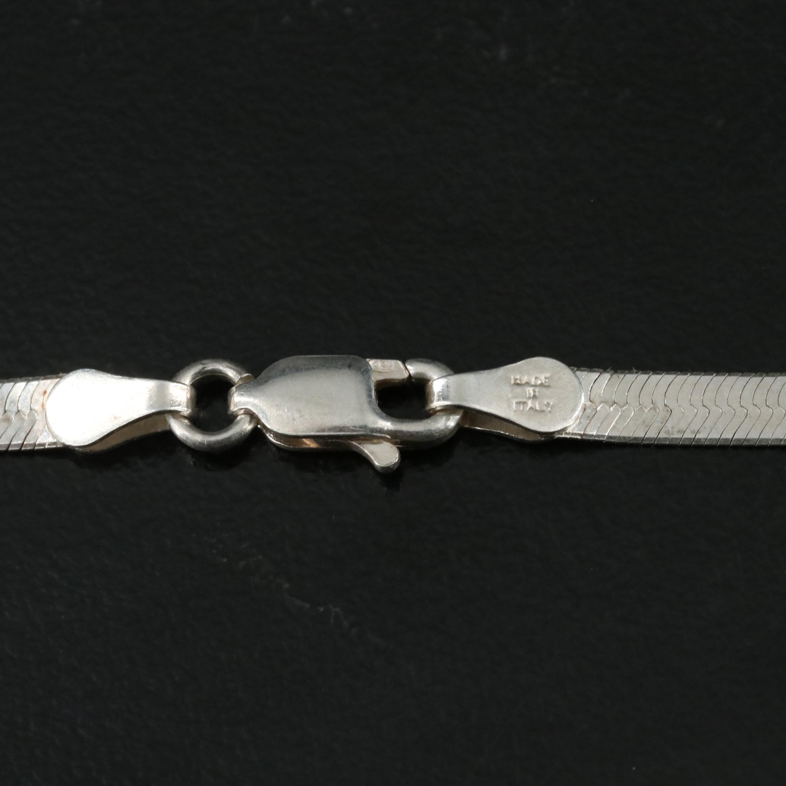Sterling Herringbone Chain Necklace