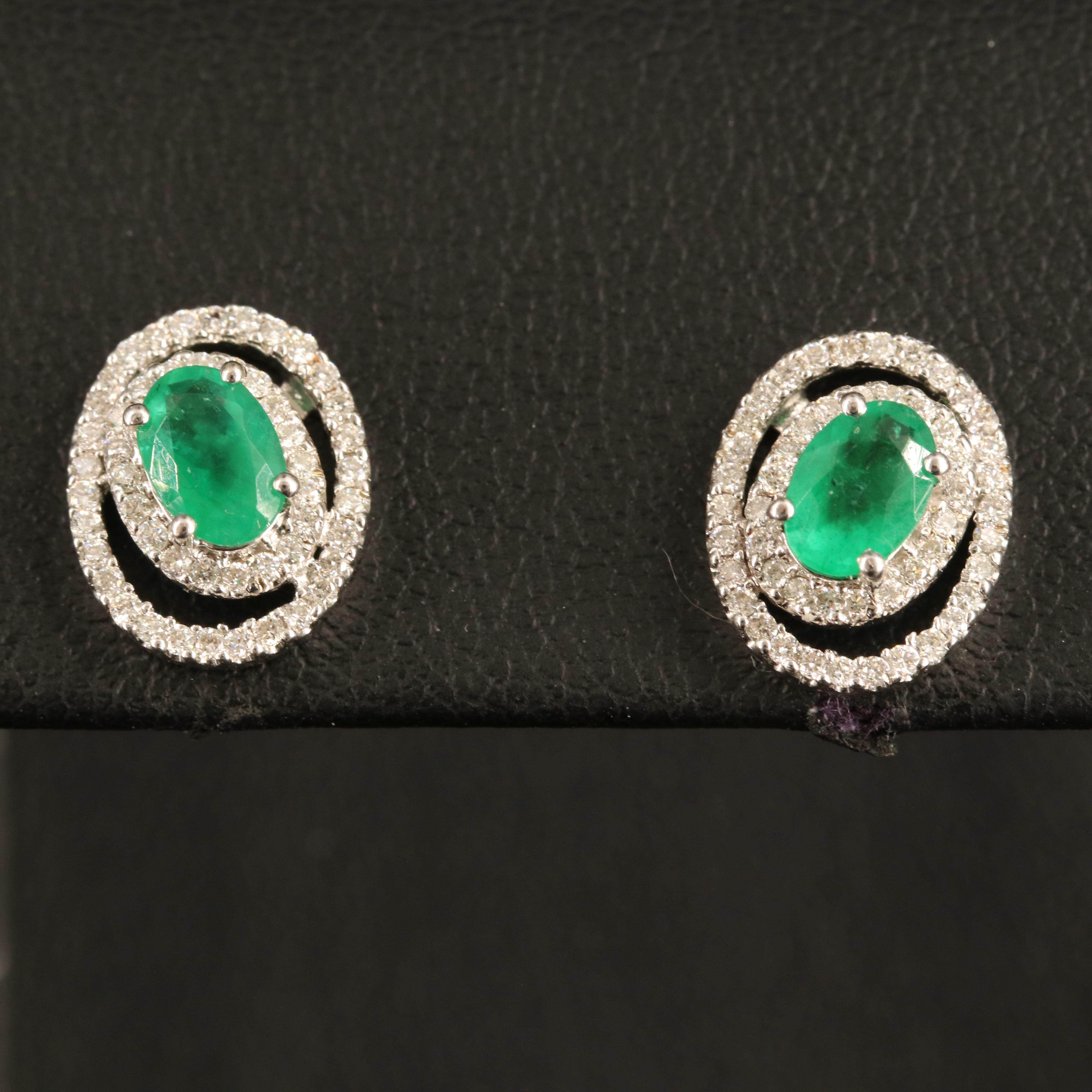 14K Emerald and Diamond Earrings