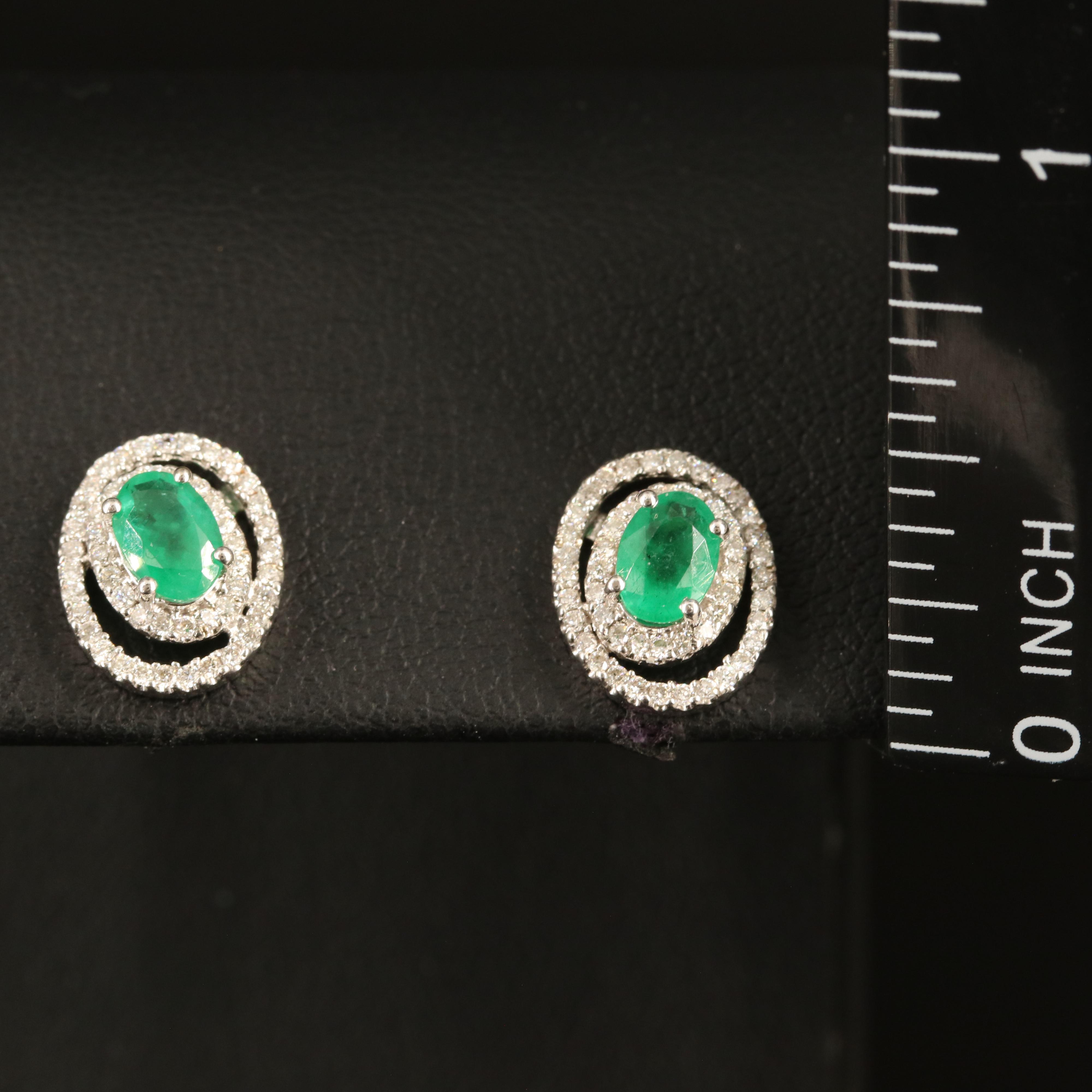14K Emerald and Diamond Earrings