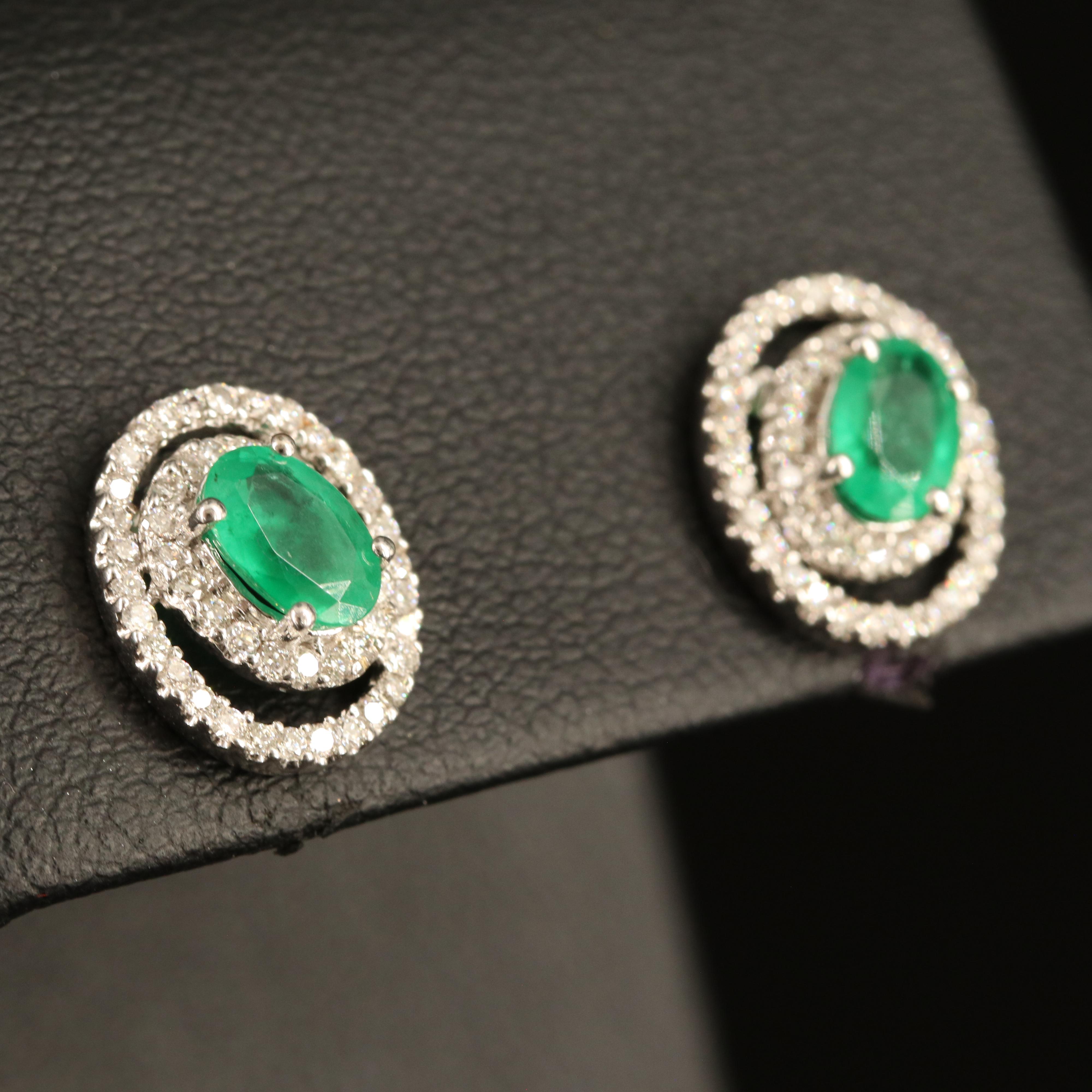 14K Emerald and Diamond Earrings
