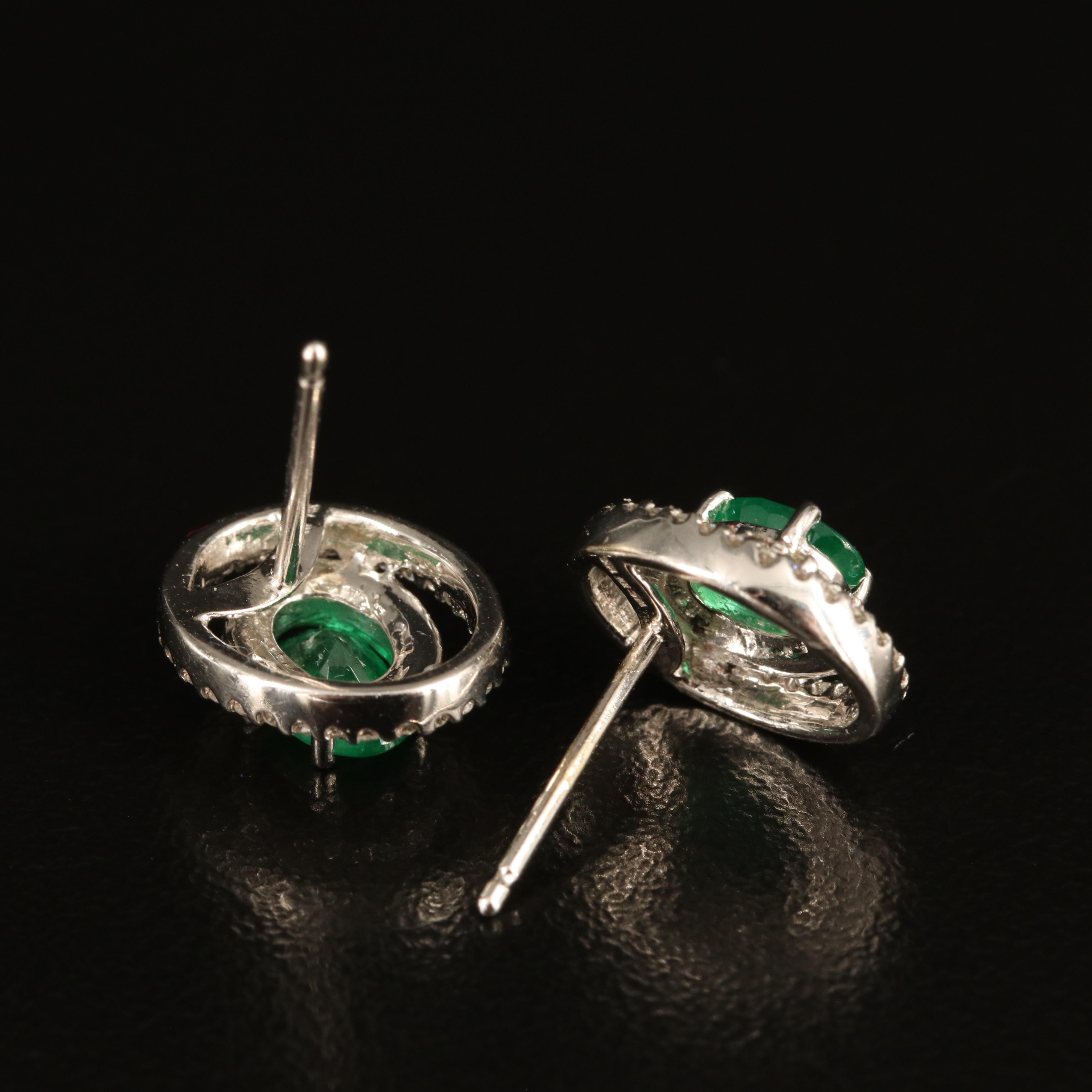 14K Emerald and Diamond Earrings