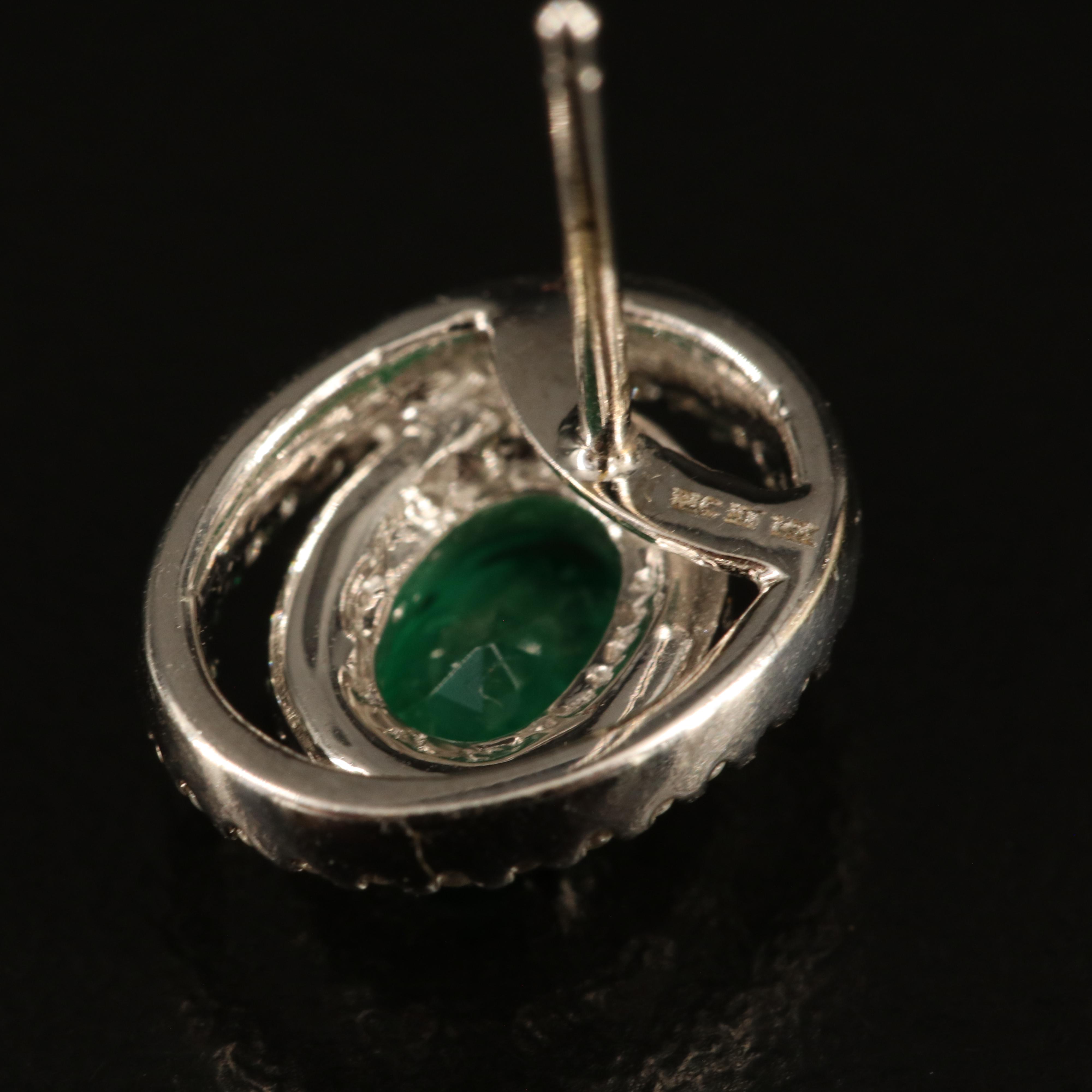 14K Emerald and Diamond Earrings