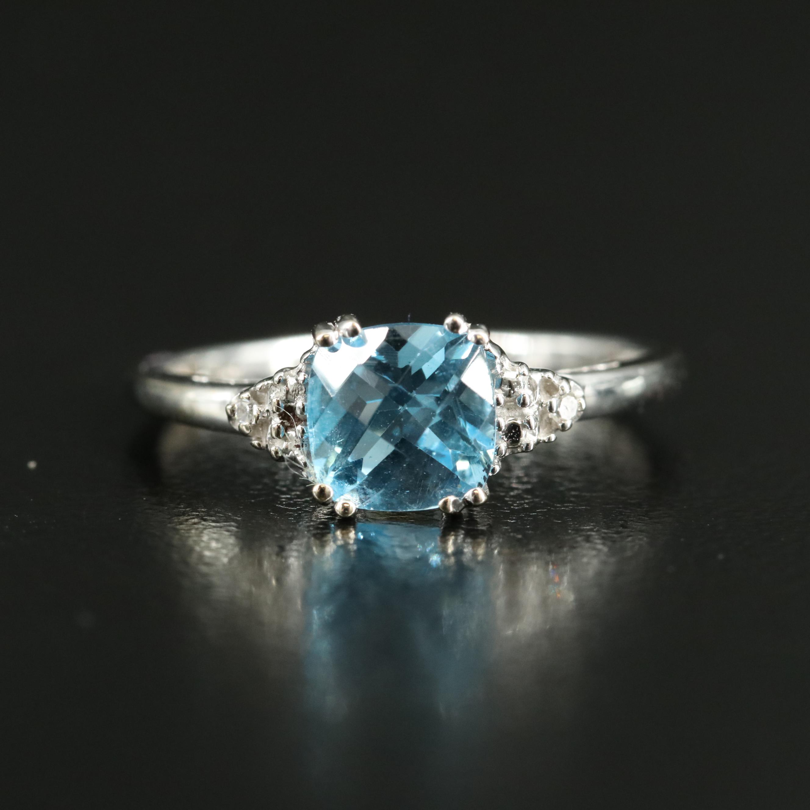 14K Sky Blue Topaz and Diamond Ring