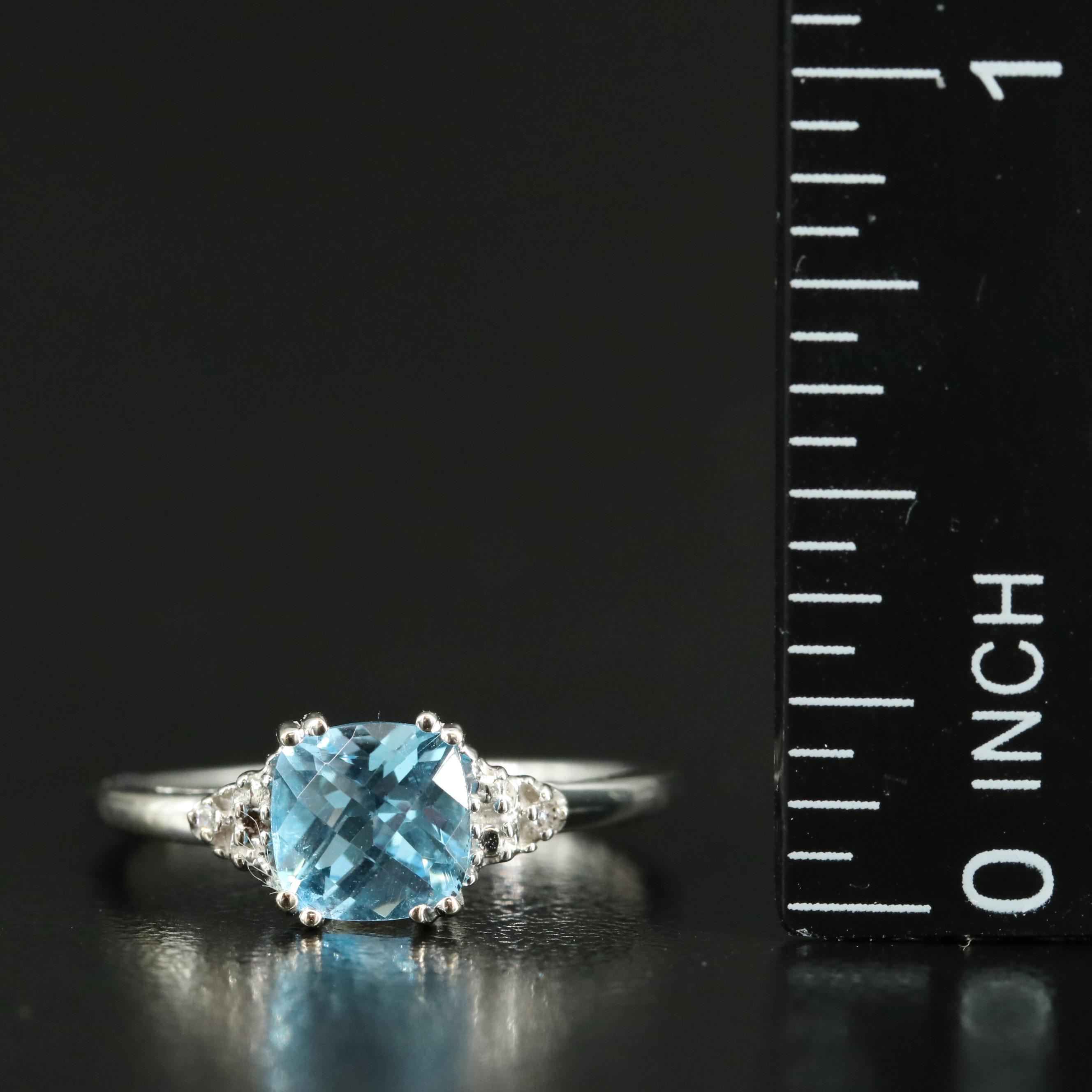14K Sky Blue Topaz and Diamond Ring