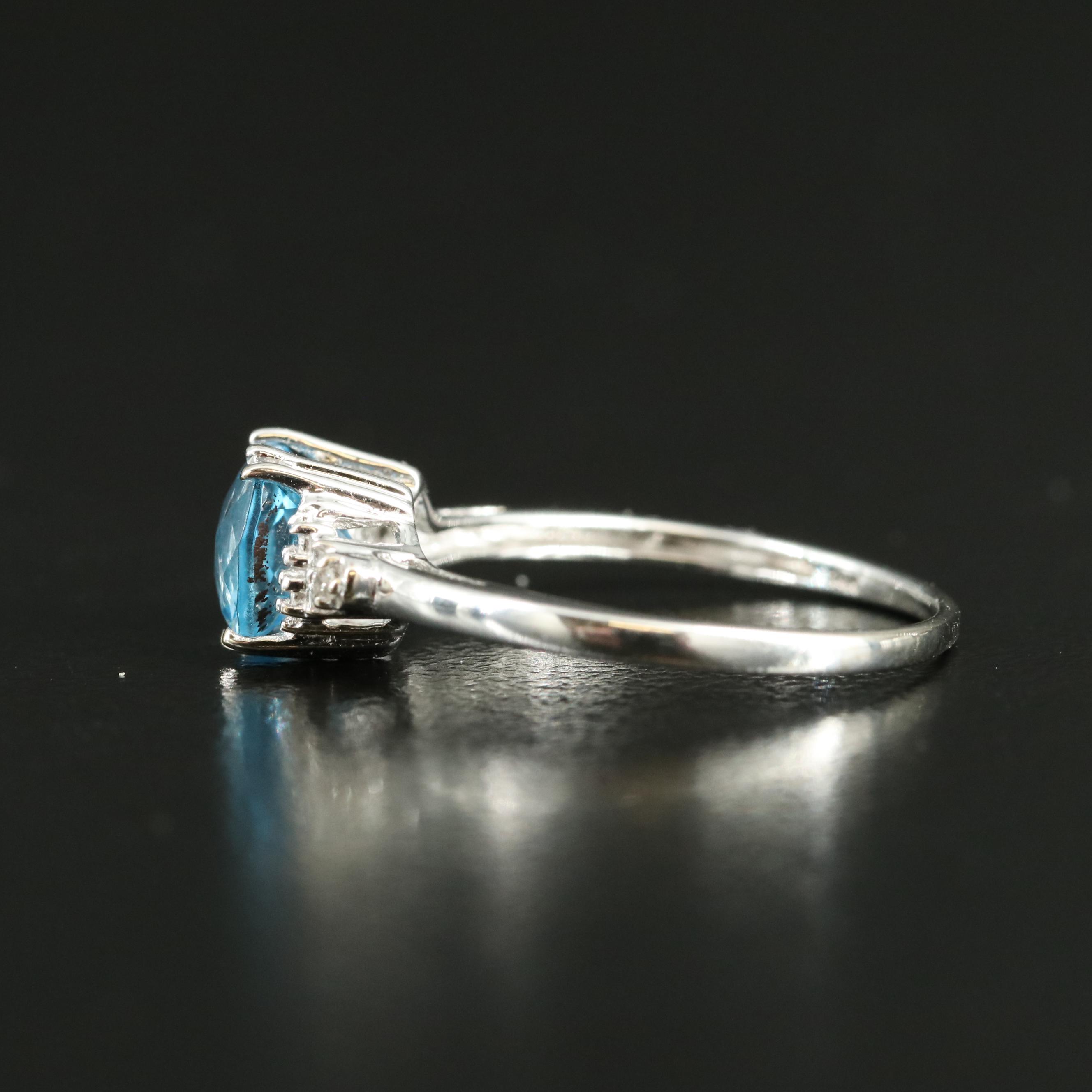 14K Sky Blue Topaz and Diamond Ring
