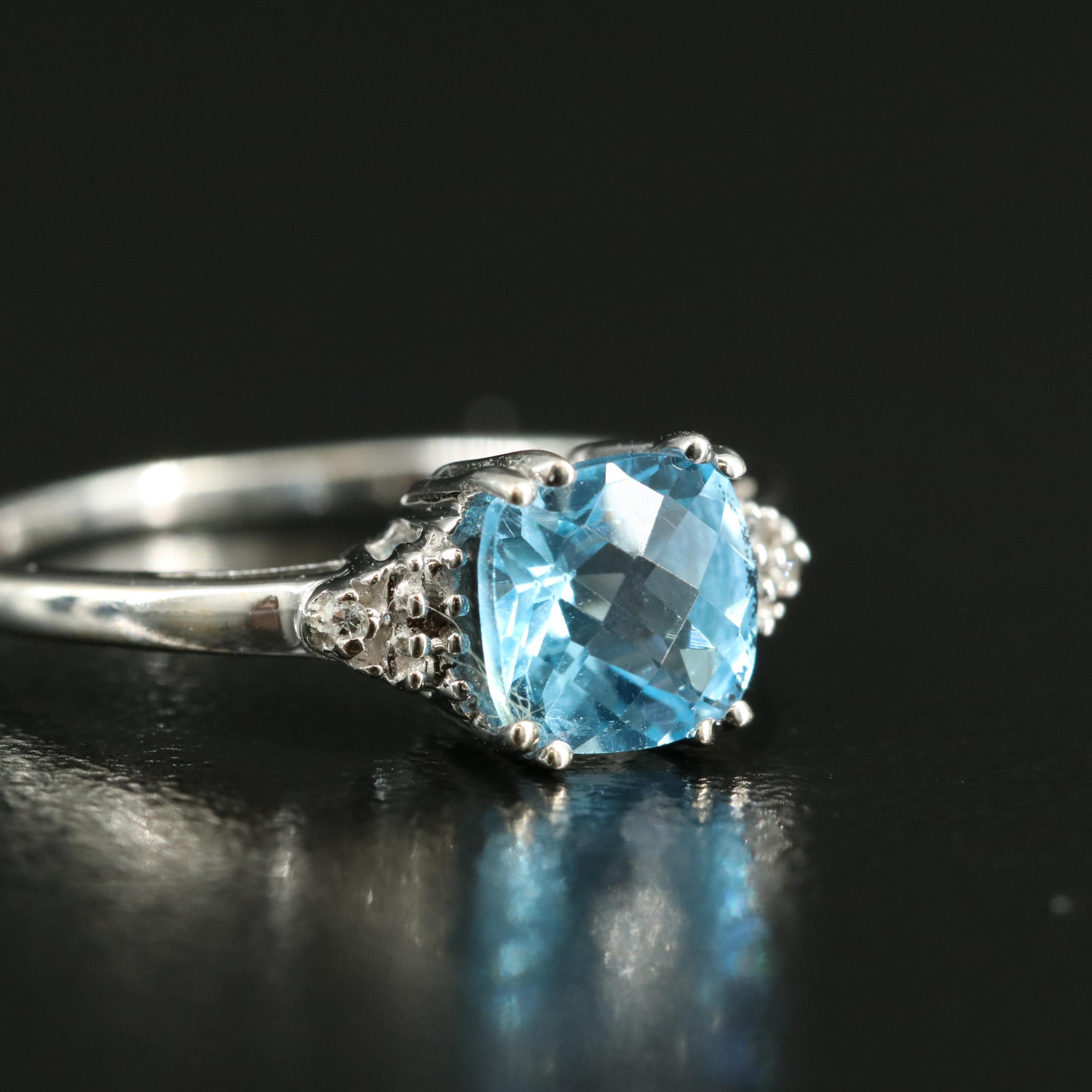 14K Sky Blue Topaz and Diamond Ring