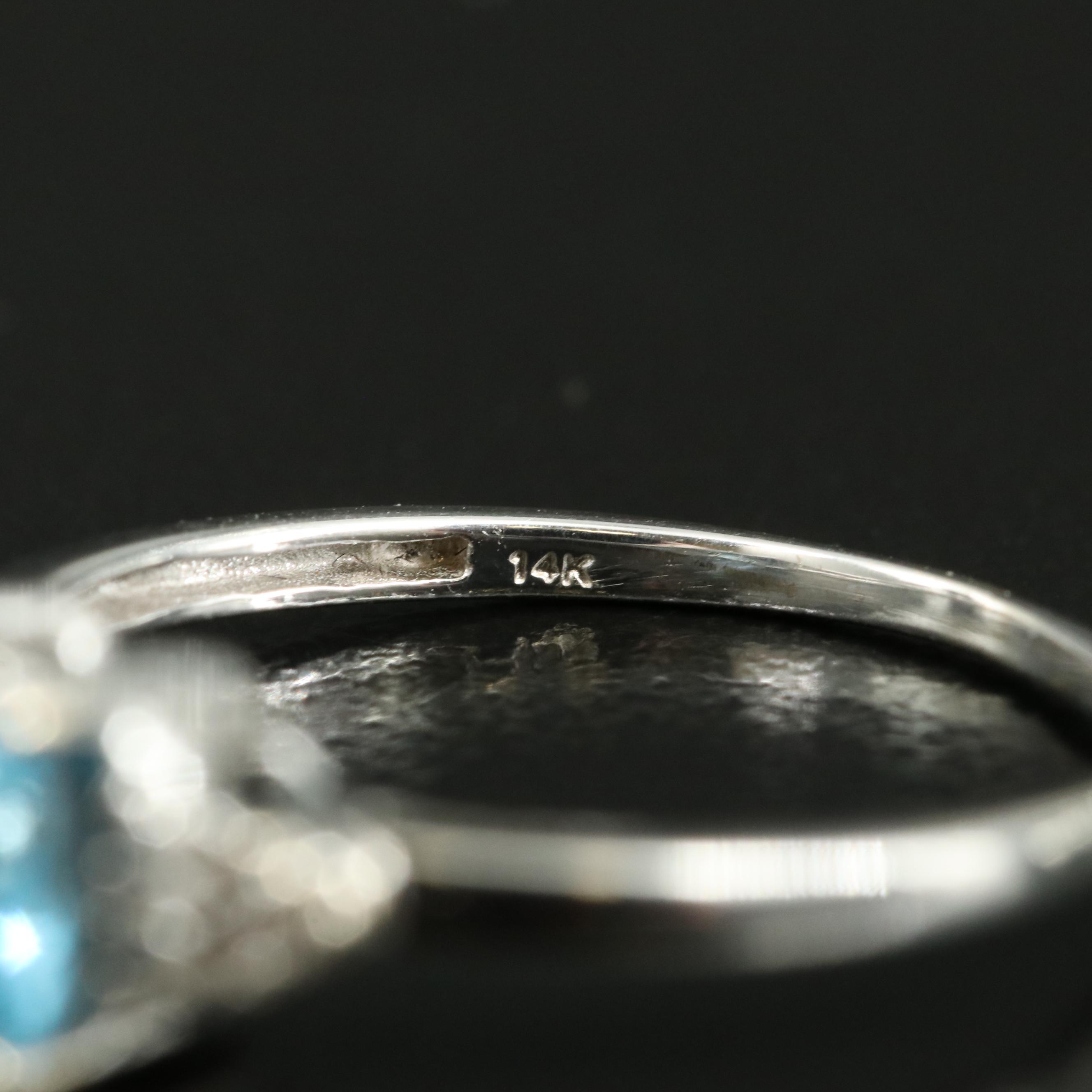 14K Sky Blue Topaz and Diamond Ring