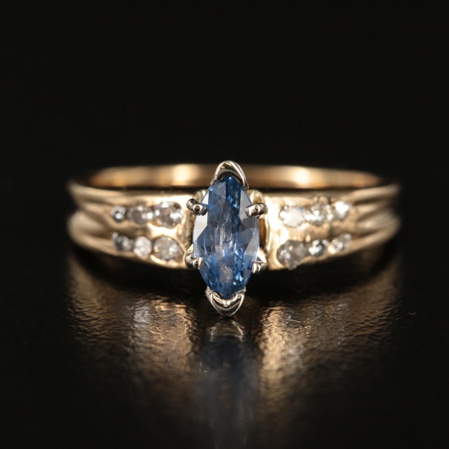 14K Sapphire and Diamond Ring