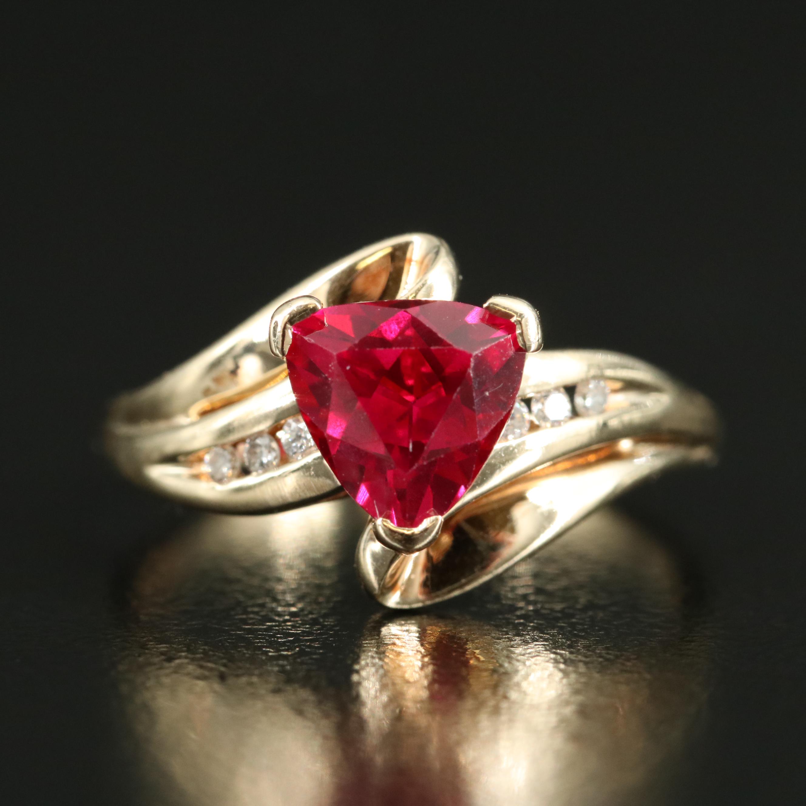 10K Ruby and Diamond Ribbon Ring