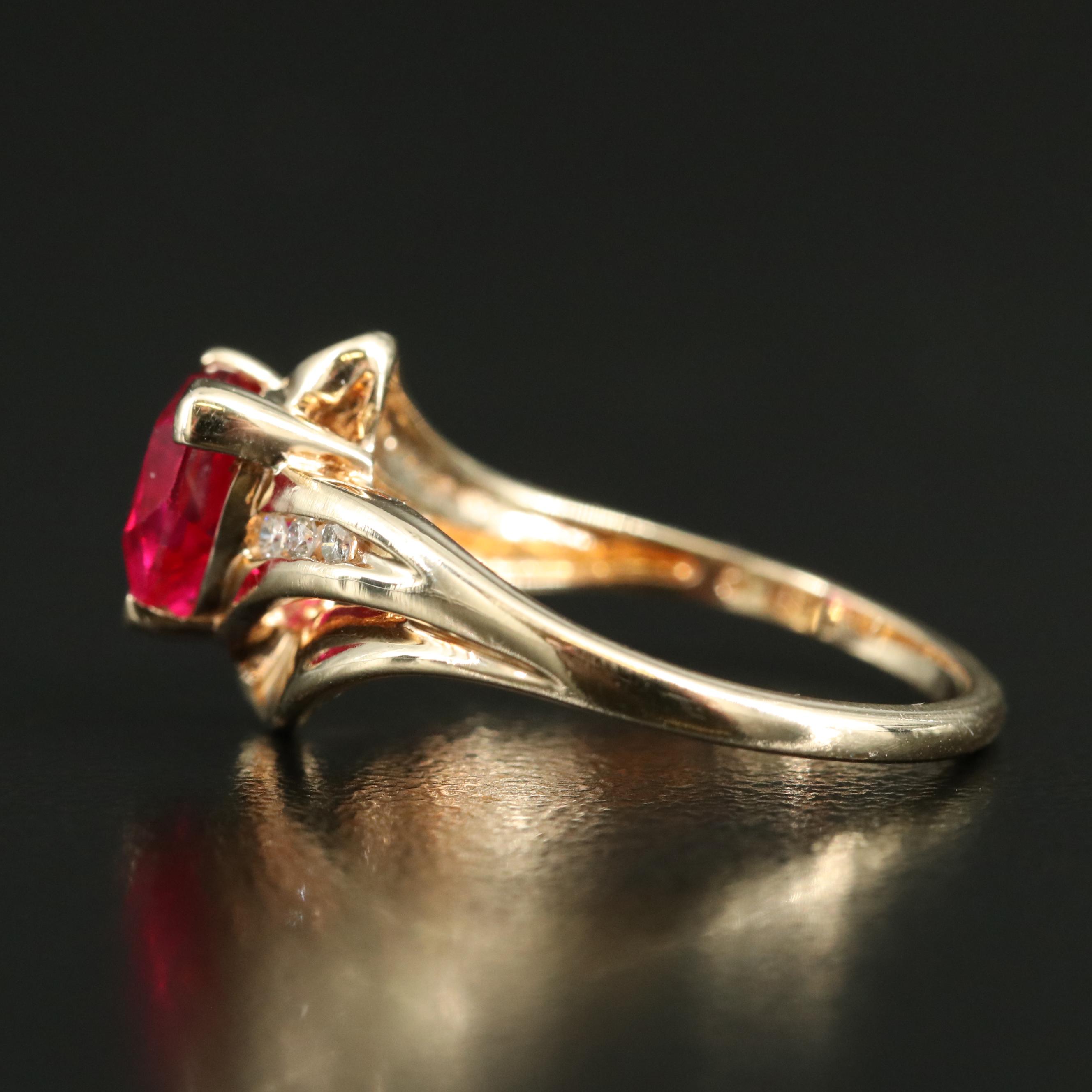 10K Ruby and Diamond Ribbon Ring