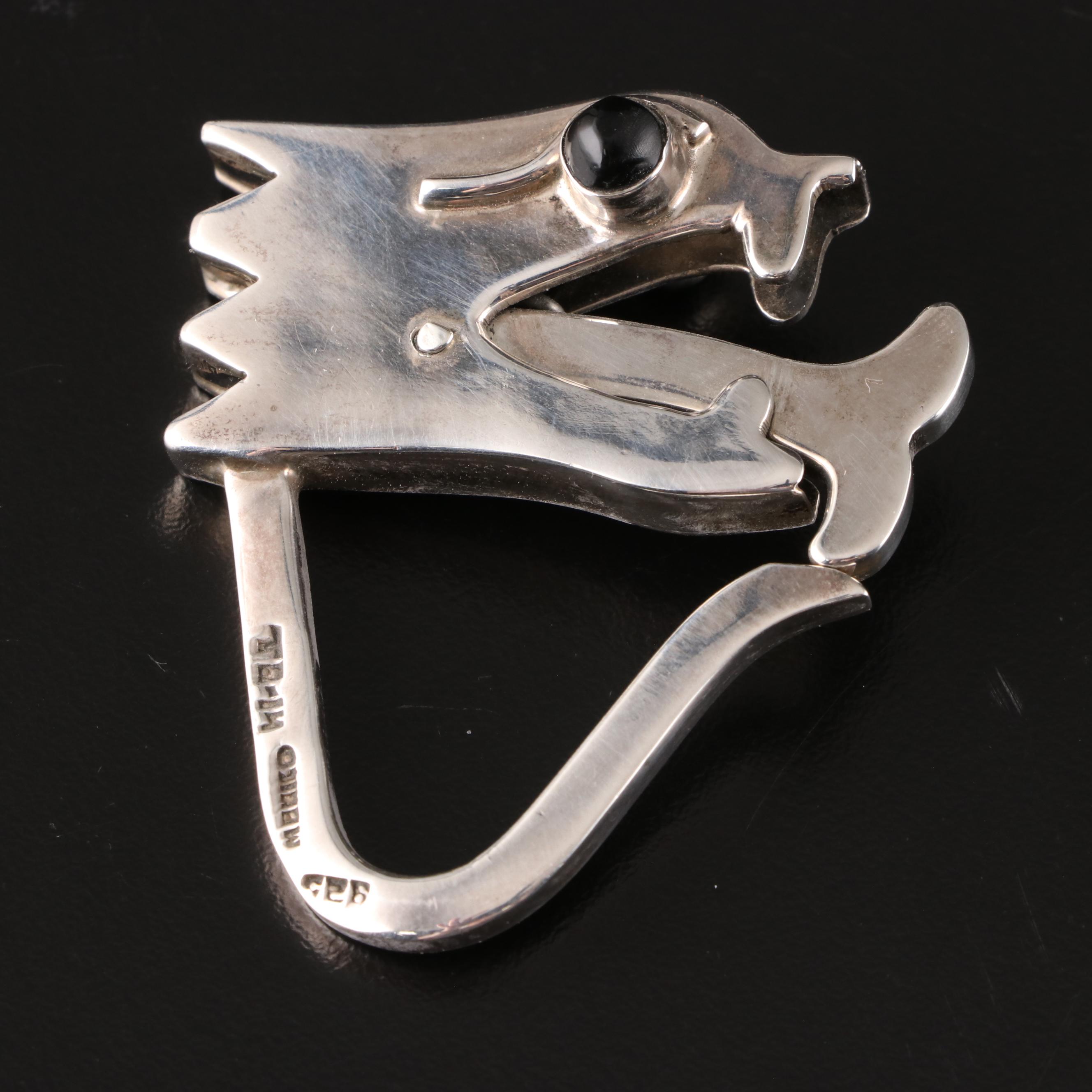 Mexican Sterling Silver Stone Inlaid Key Ring with Other Decorative Boxes