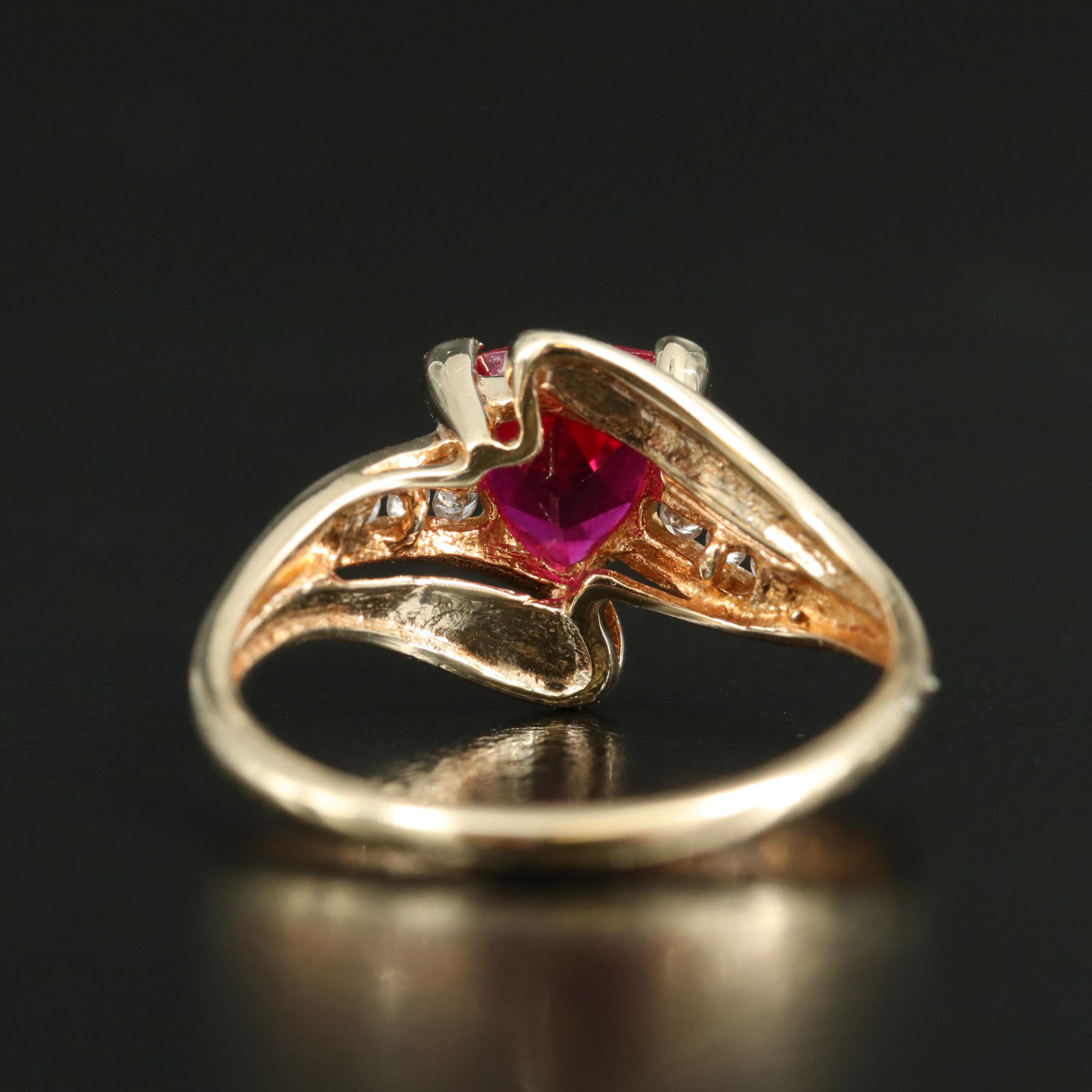 10K Ruby and Diamond Ribbon Ring