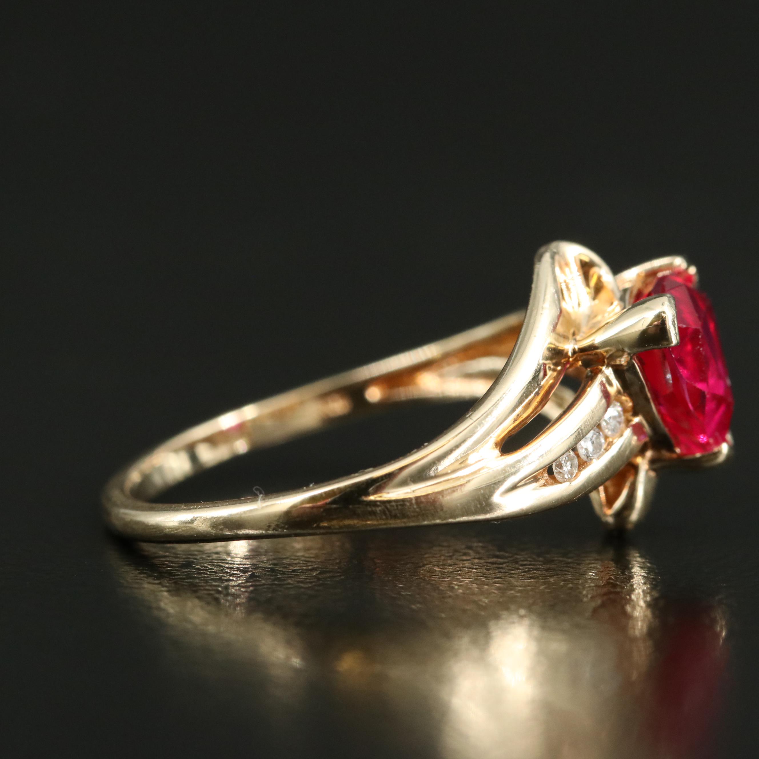 10K Ruby and Diamond Ribbon Ring