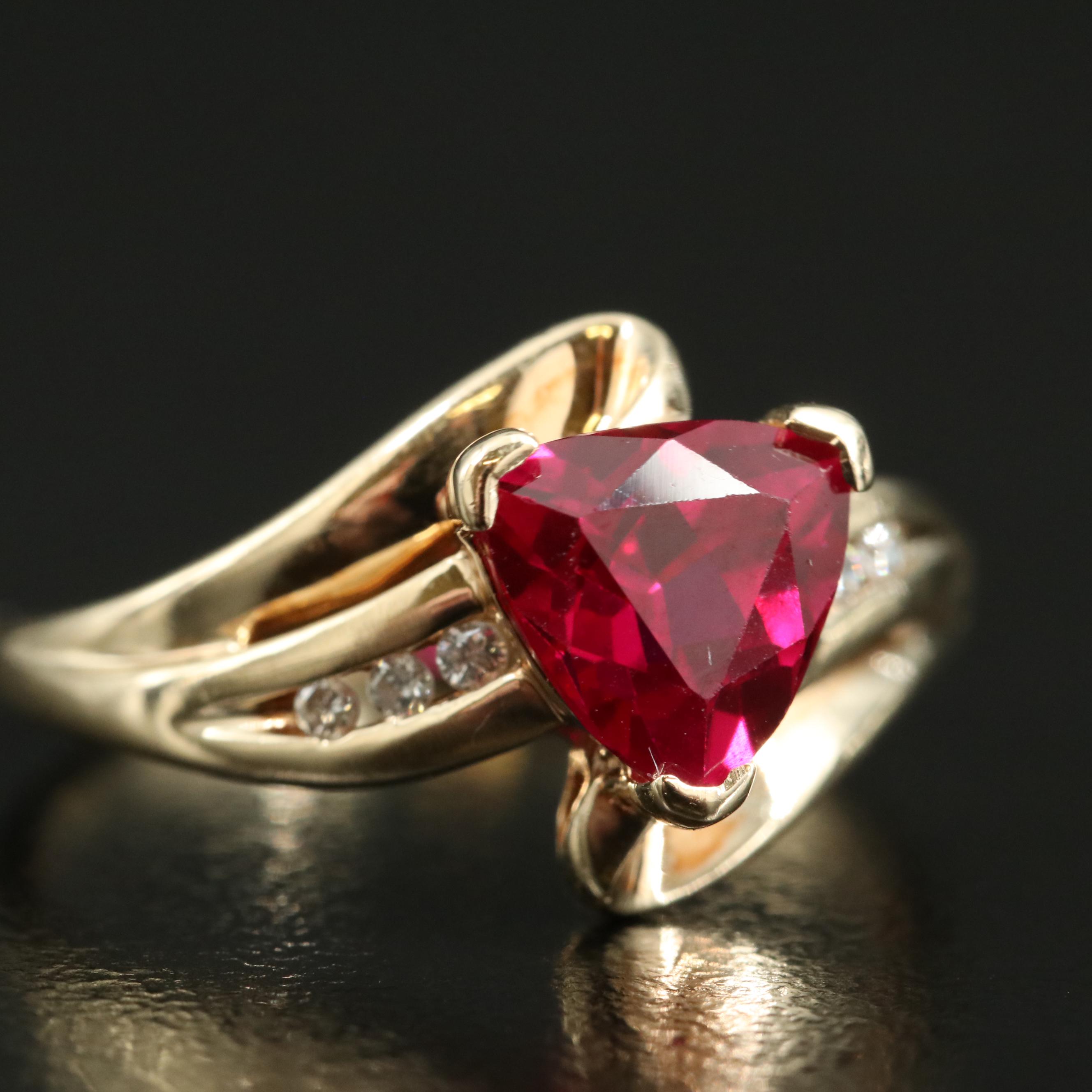 10K Ruby and Diamond Ribbon Ring