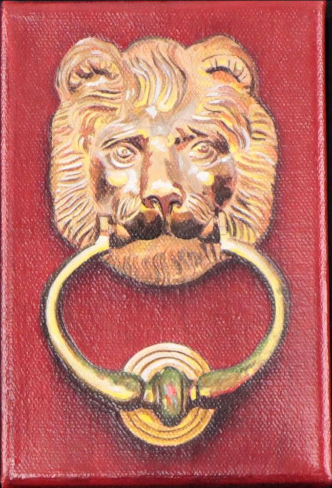 Set of Miniature Acrylic Paintings Including "Red Guardian"