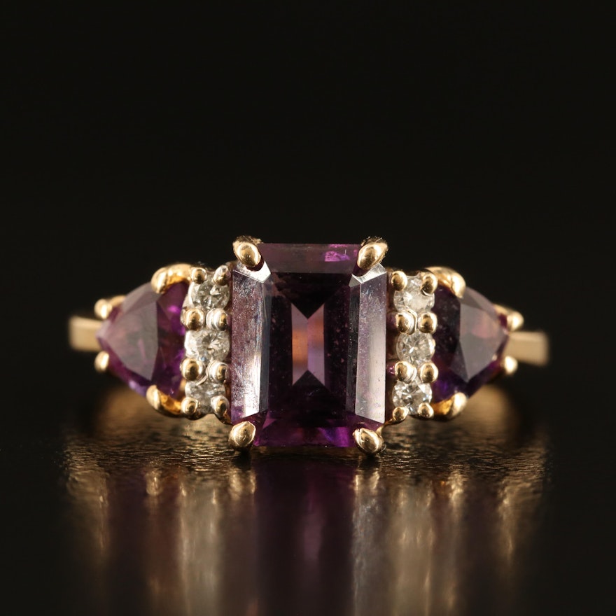 14K Amethyst and Diamond Ring