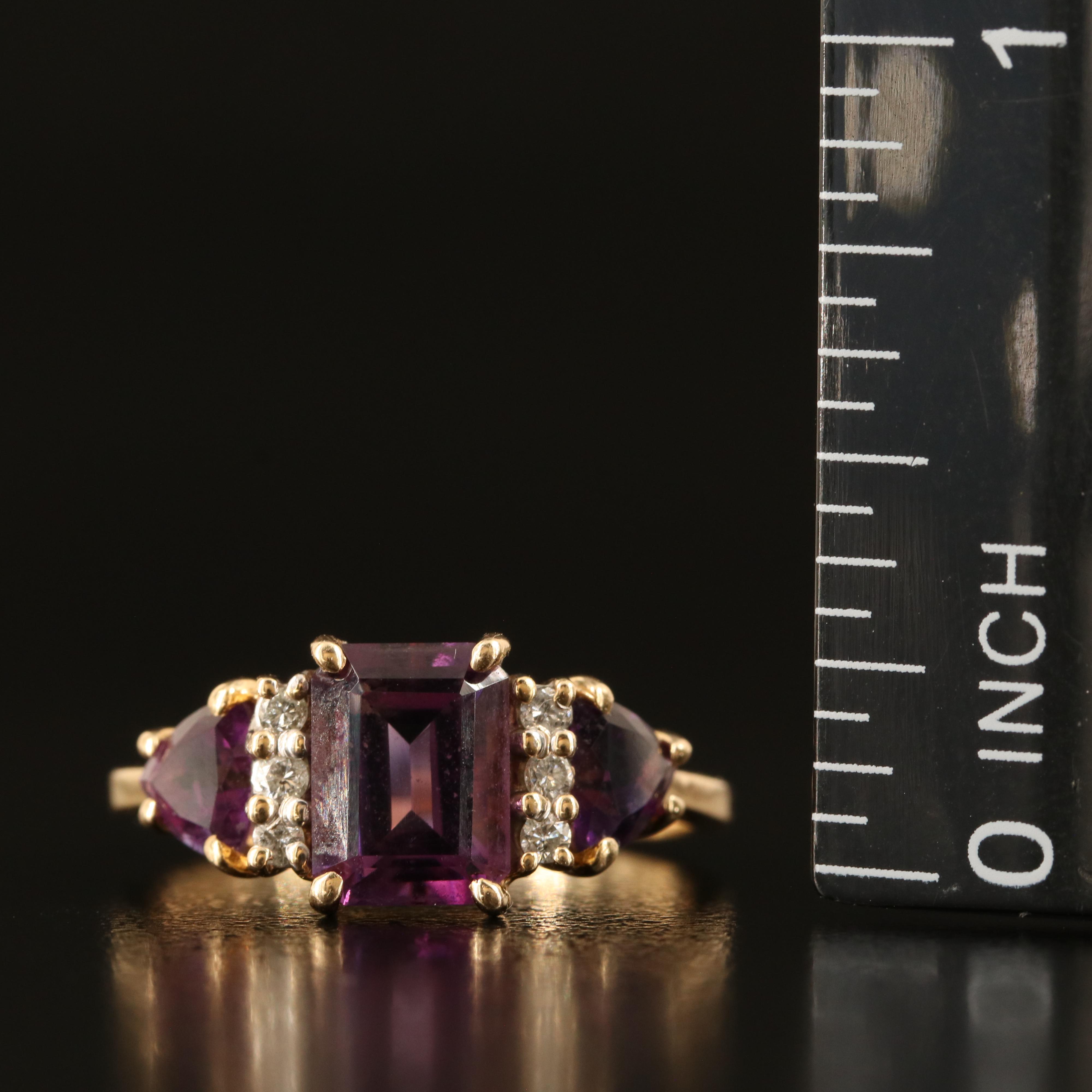 14K Amethyst and Diamond Ring