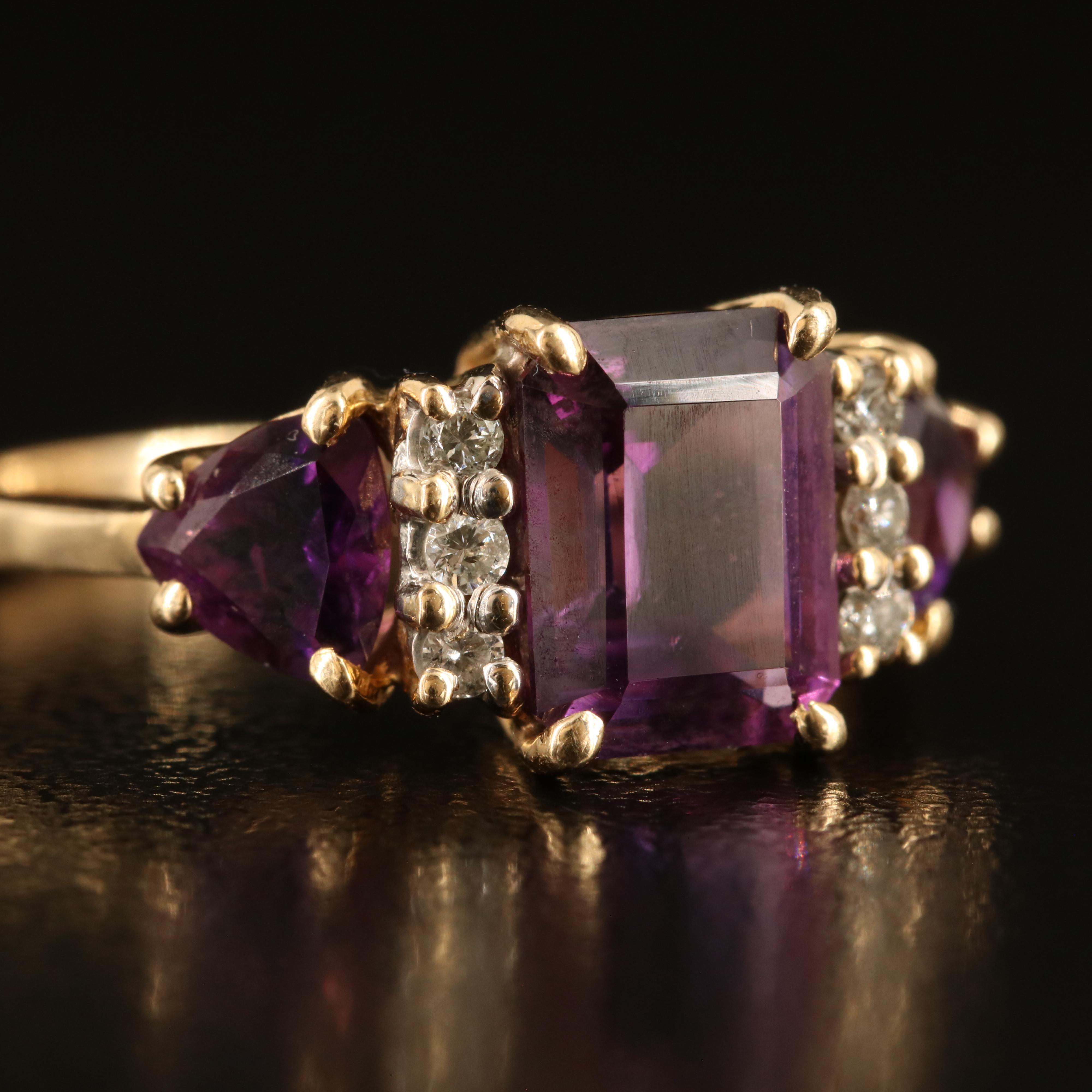 14K Amethyst and Diamond Ring