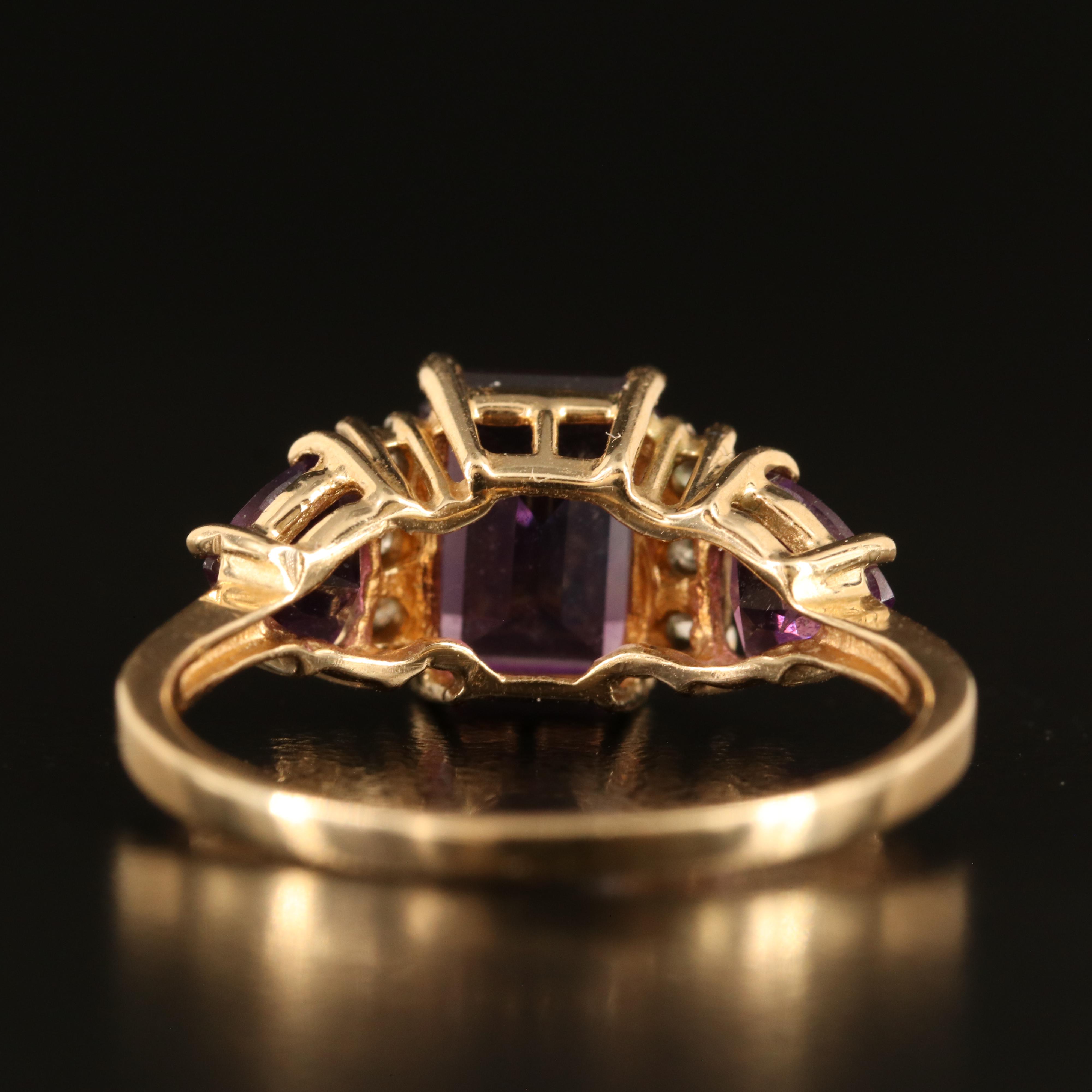 14K Amethyst and Diamond Ring