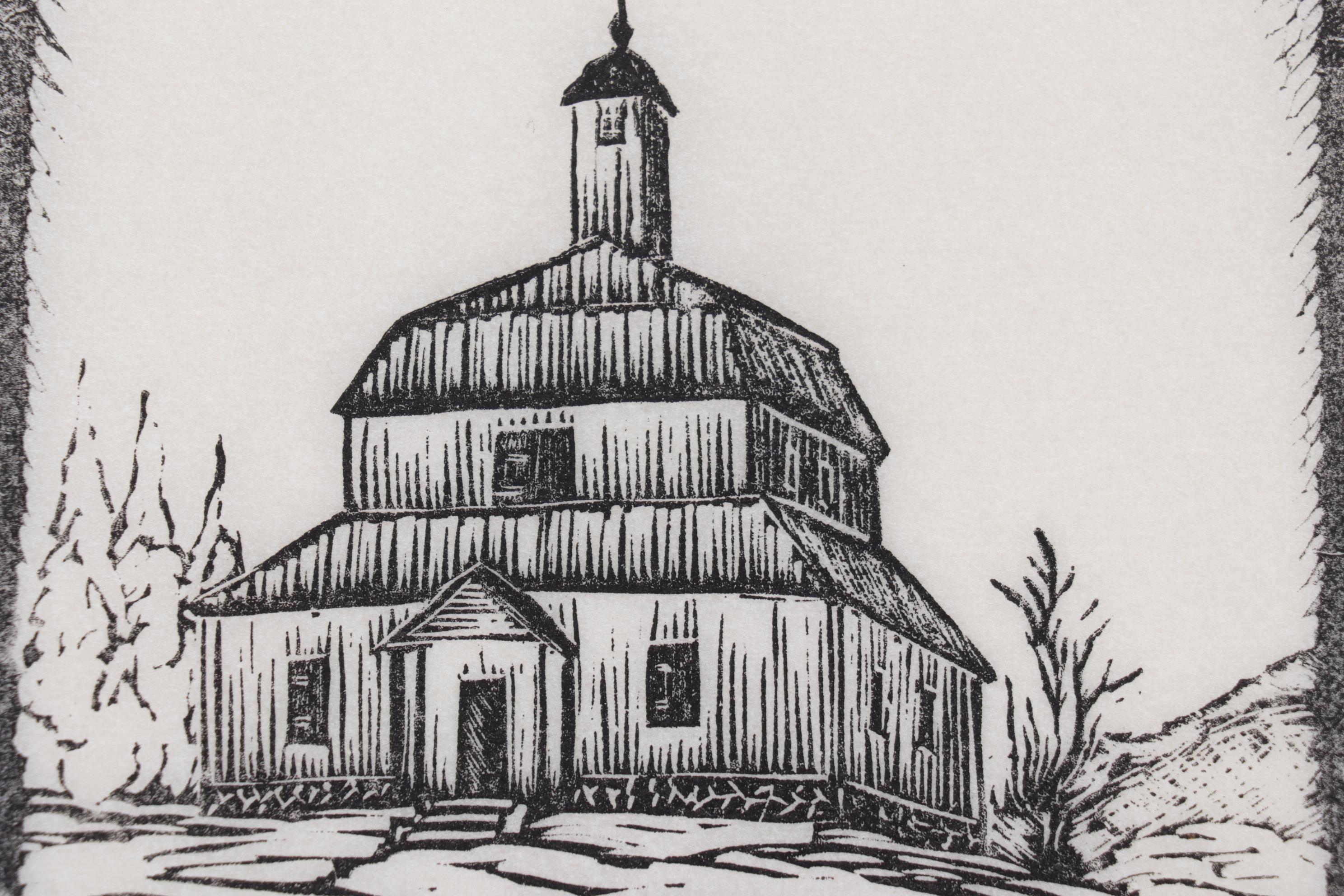 Swedish Woodcuts "Garpenberg's kyrka" and "Gruvkapell i Dala Finnhyttan," 1934