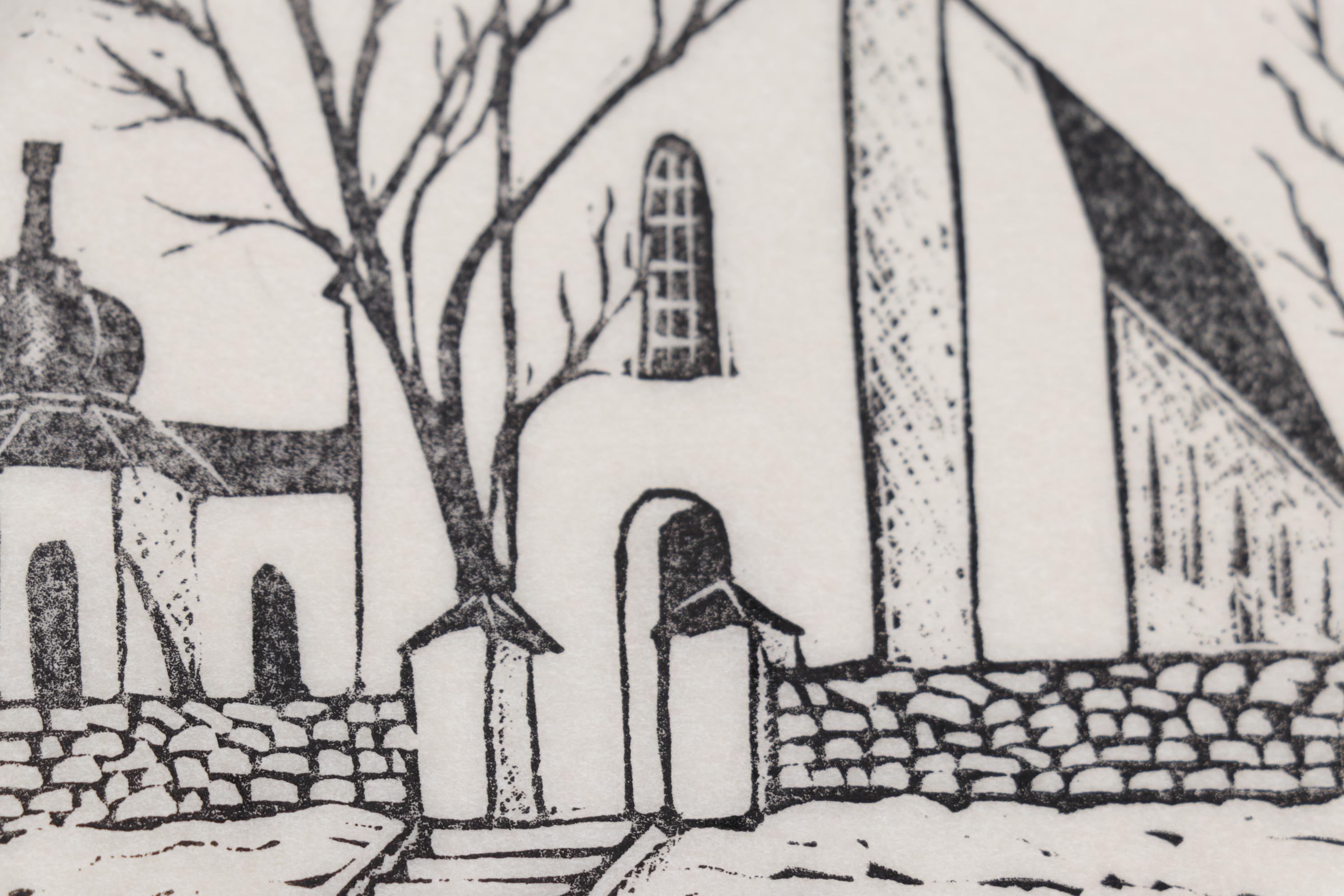 Swedish Woodcuts "Garpenberg's kyrka" and "Gruvkapell i Dala Finnhyttan," 1934