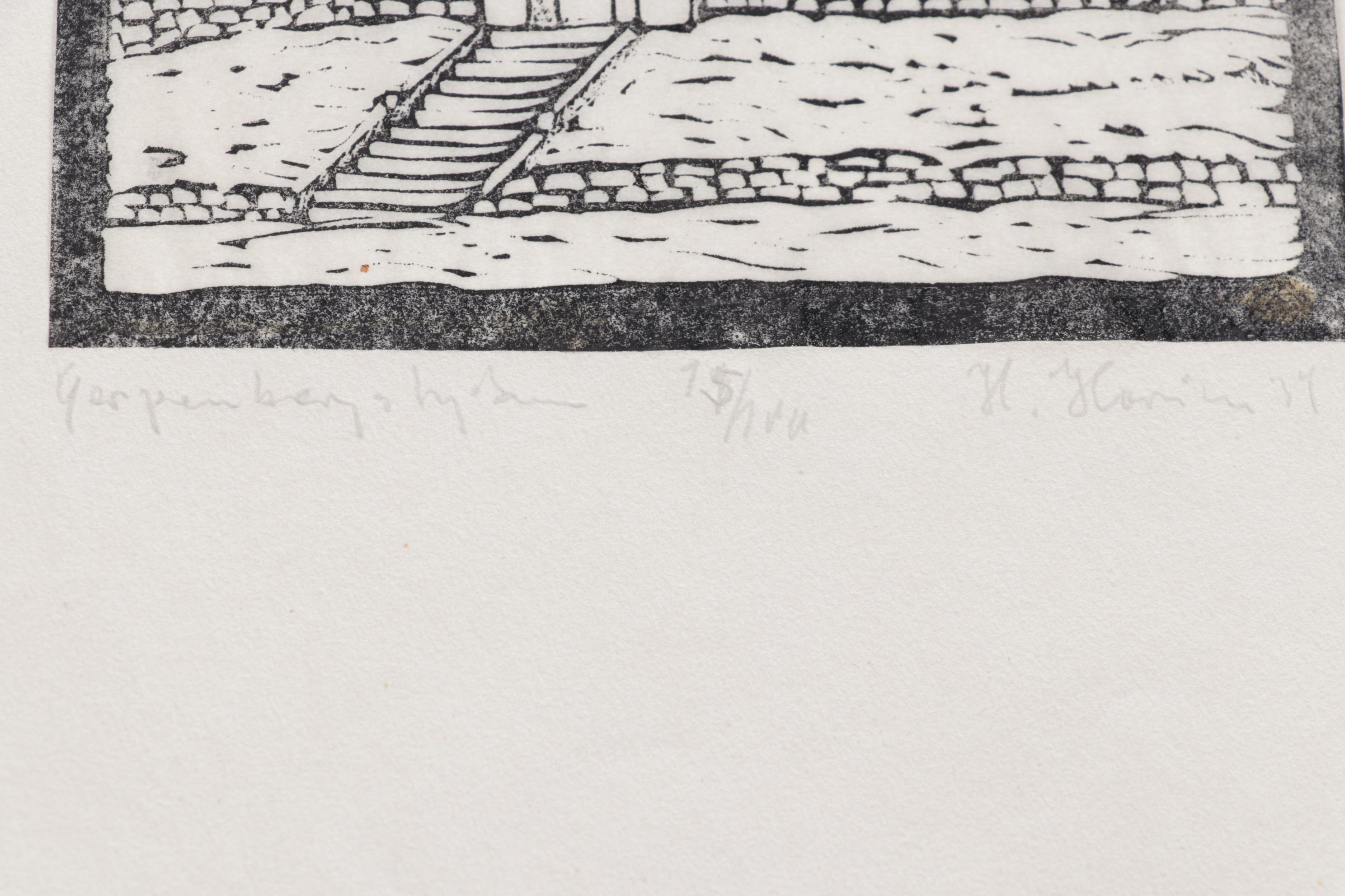 Swedish Woodcuts "Garpenberg's kyrka" and "Gruvkapell i Dala Finnhyttan," 1934