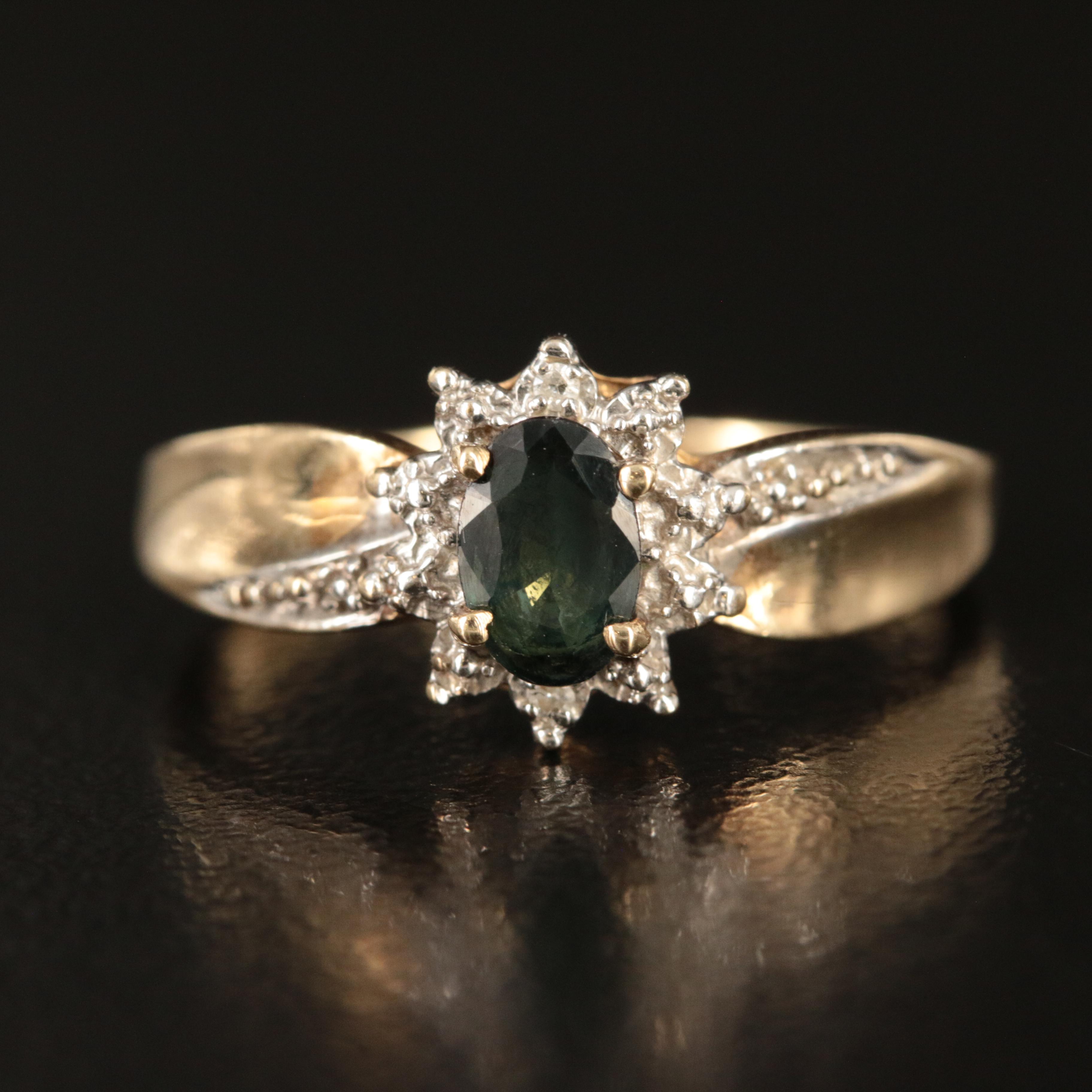 10K Sapphire and Diamond Ring
