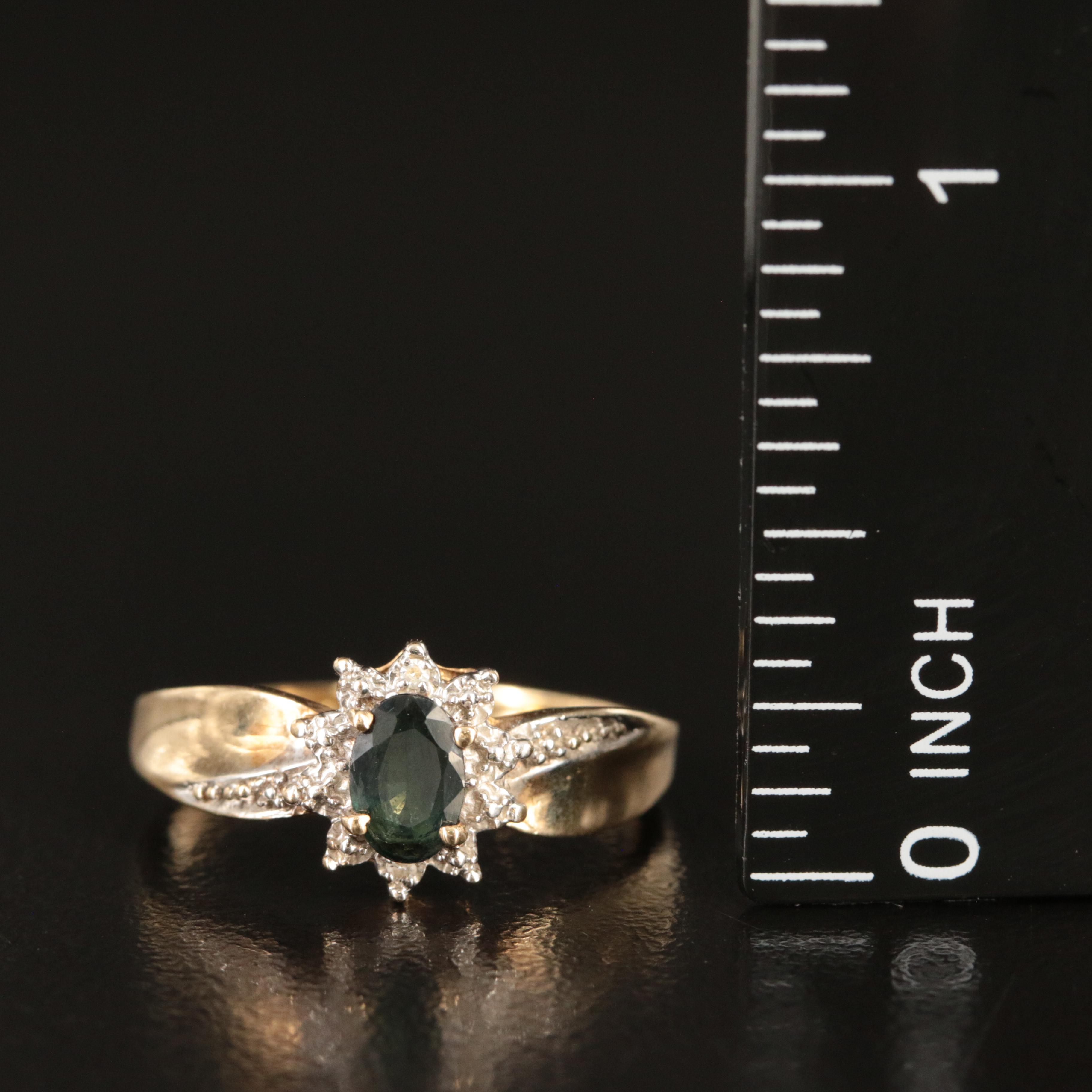 10K Sapphire and Diamond Ring