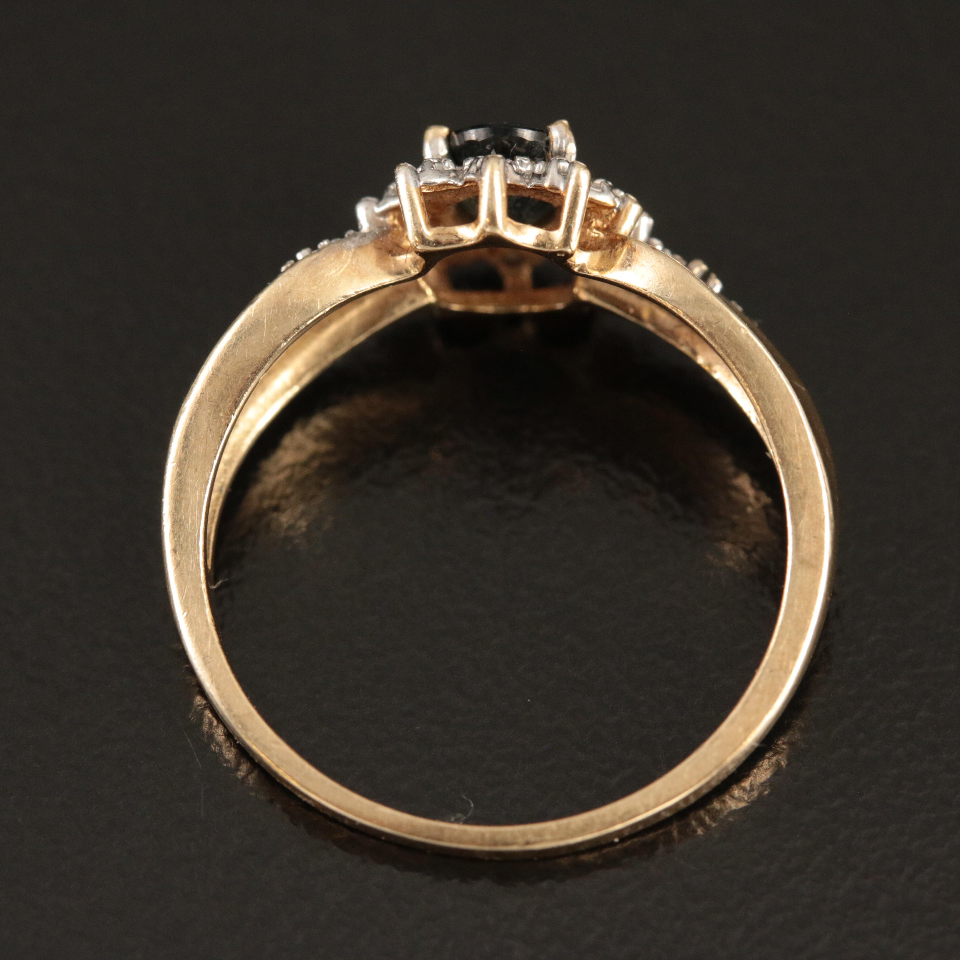 10K Sapphire and Diamond Ring