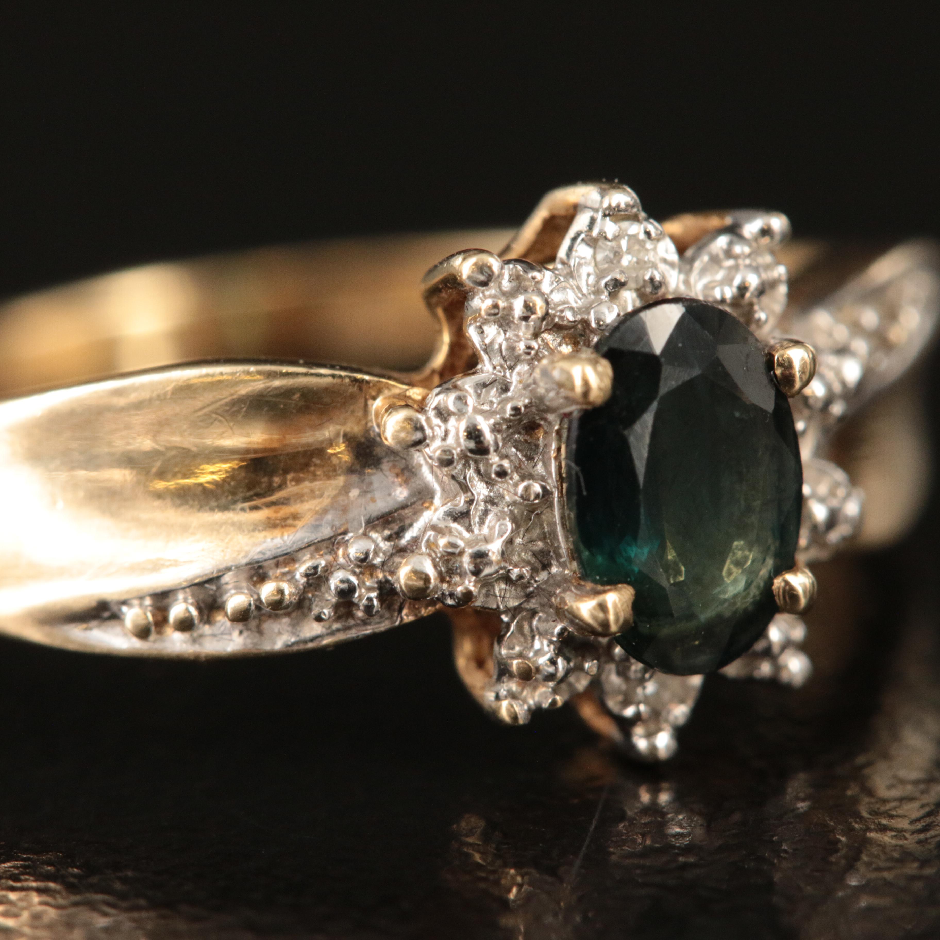 10K Sapphire and Diamond Ring