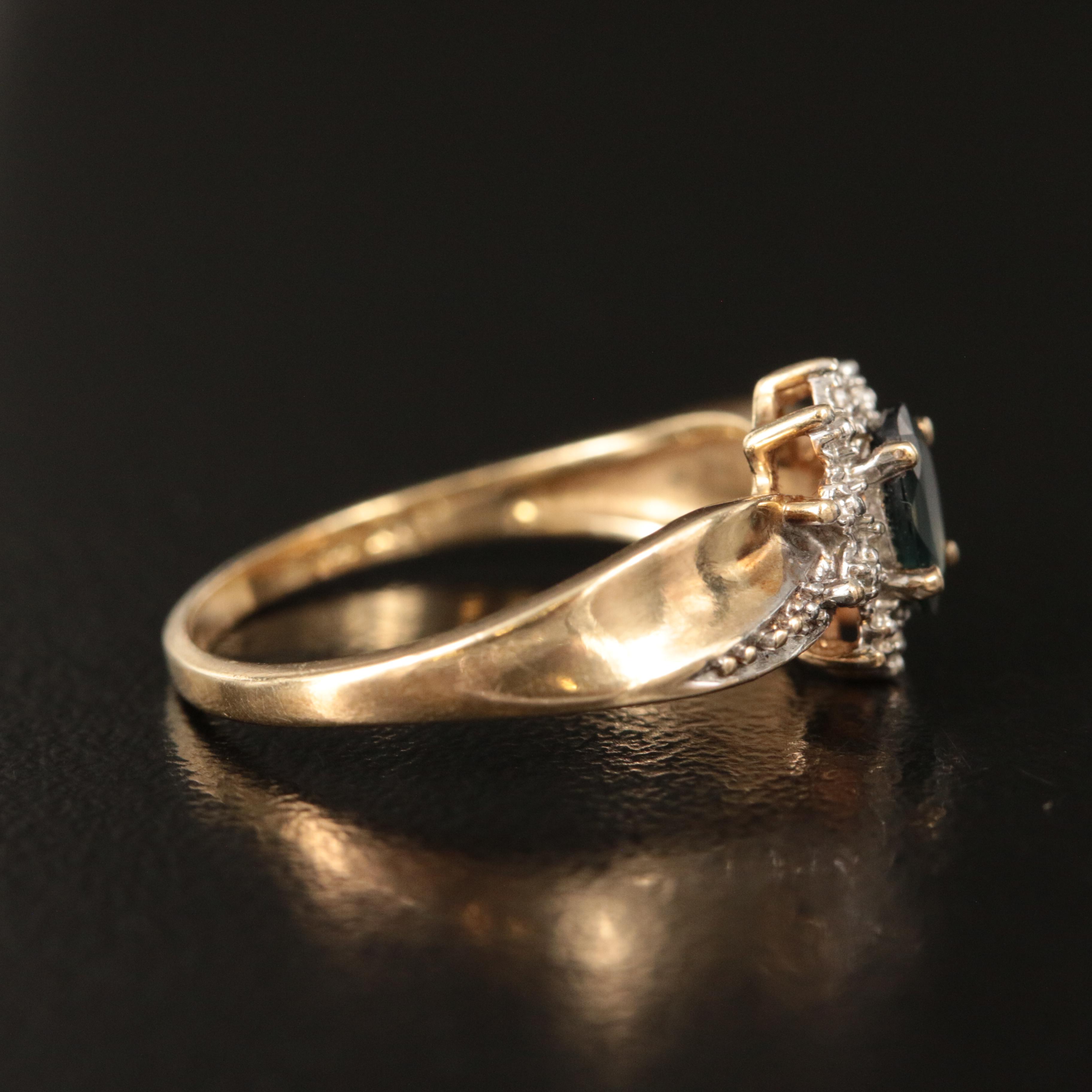 10K Sapphire and Diamond Ring