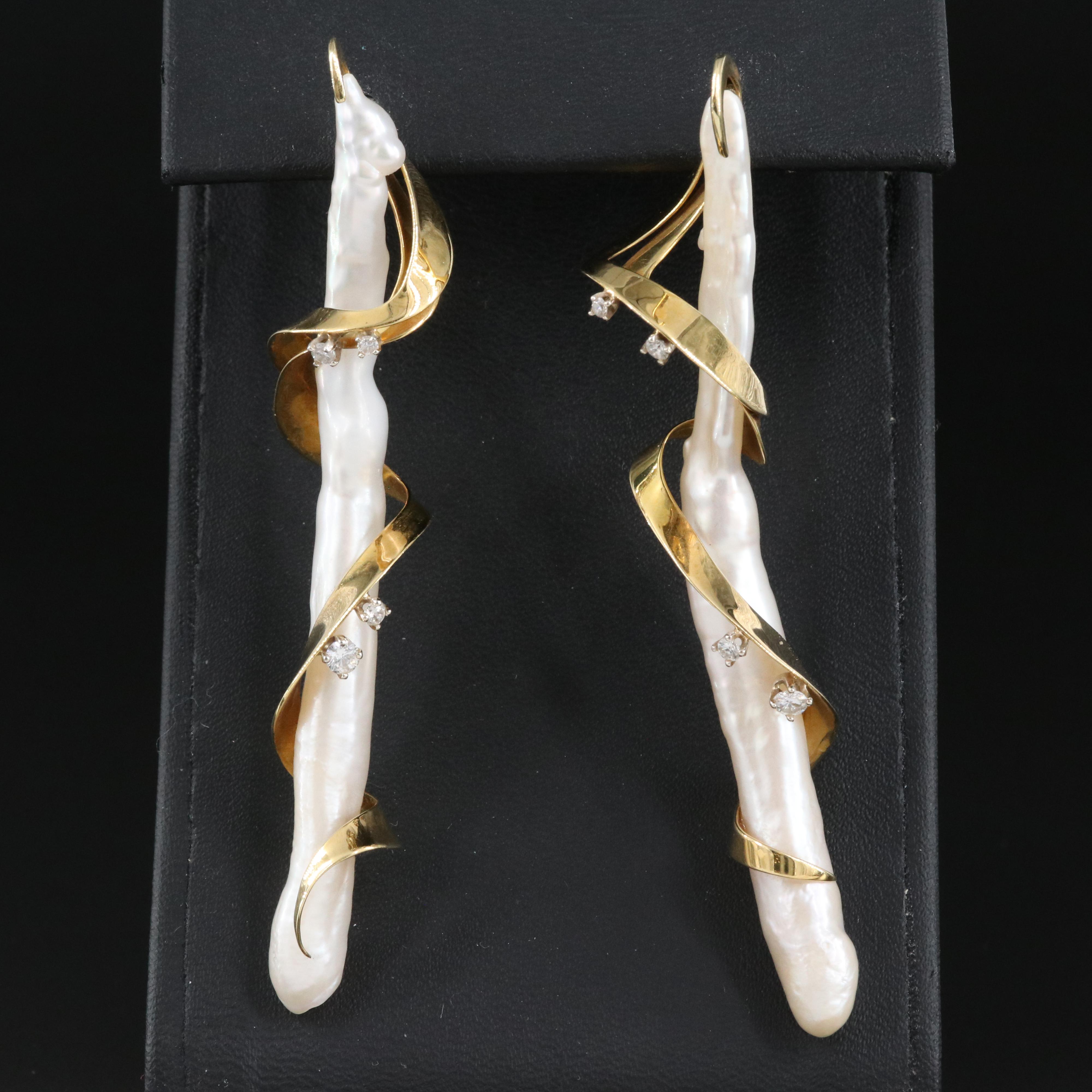 18K Pearl and Diamond Earrings