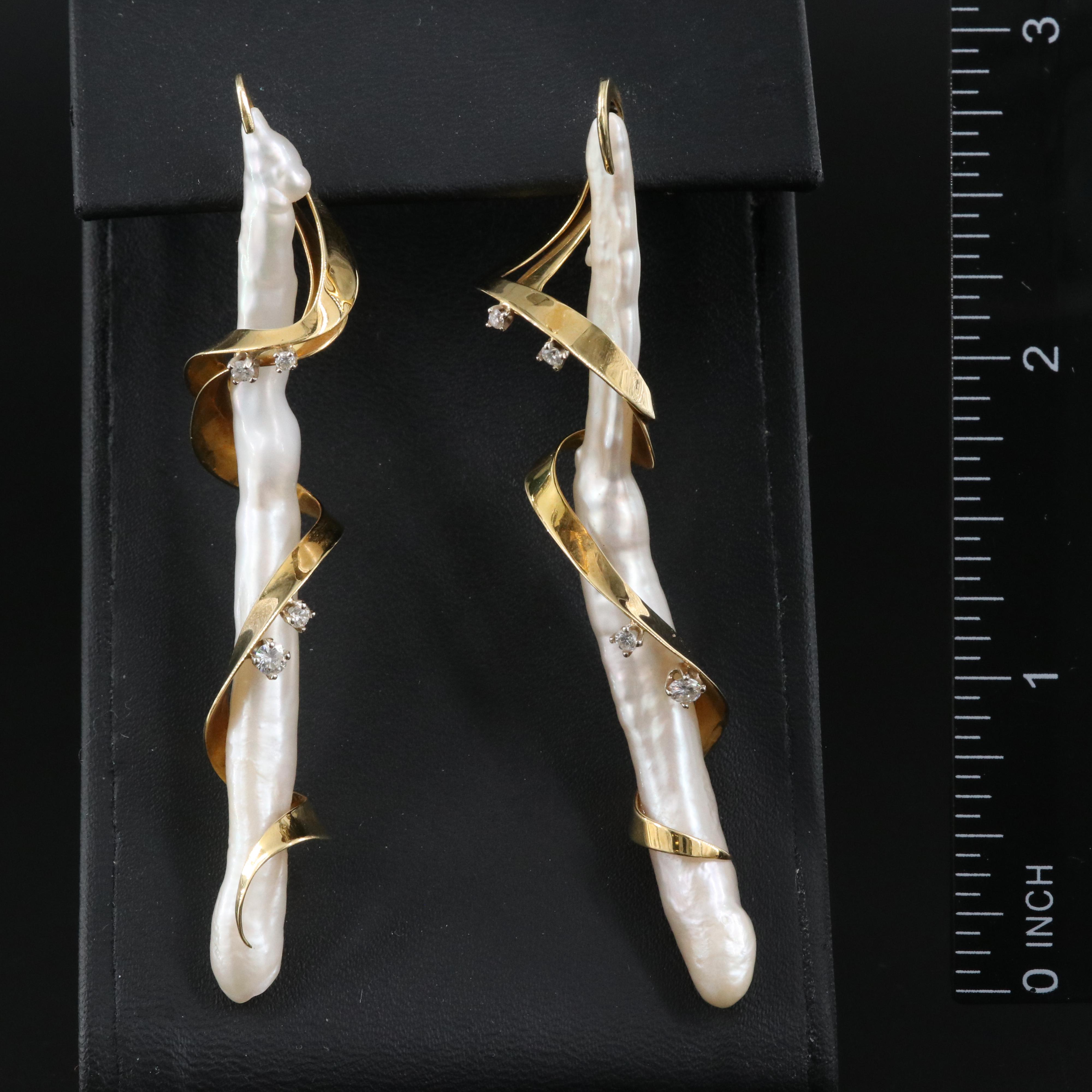 18K Pearl and Diamond Earrings