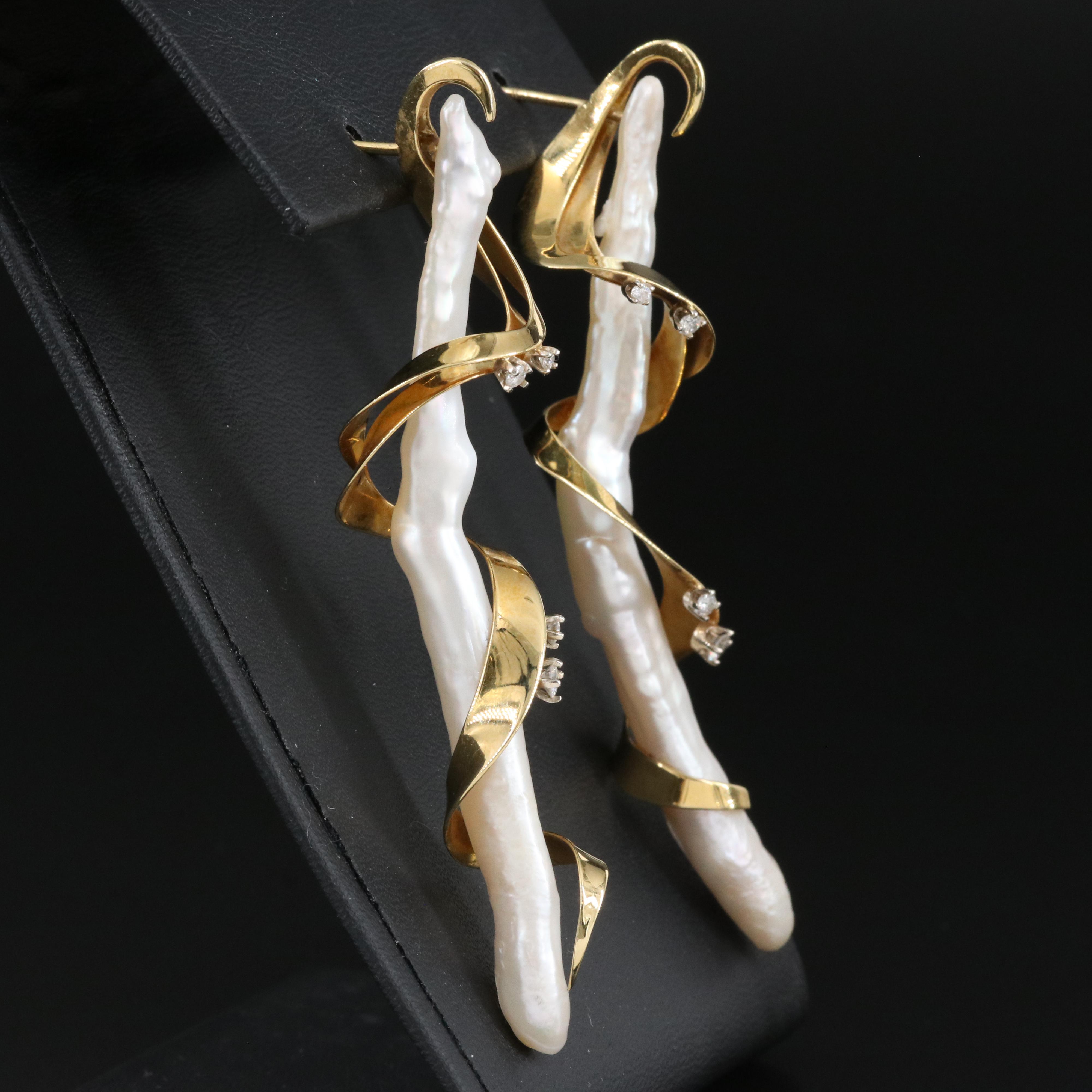 18K Pearl and Diamond Earrings