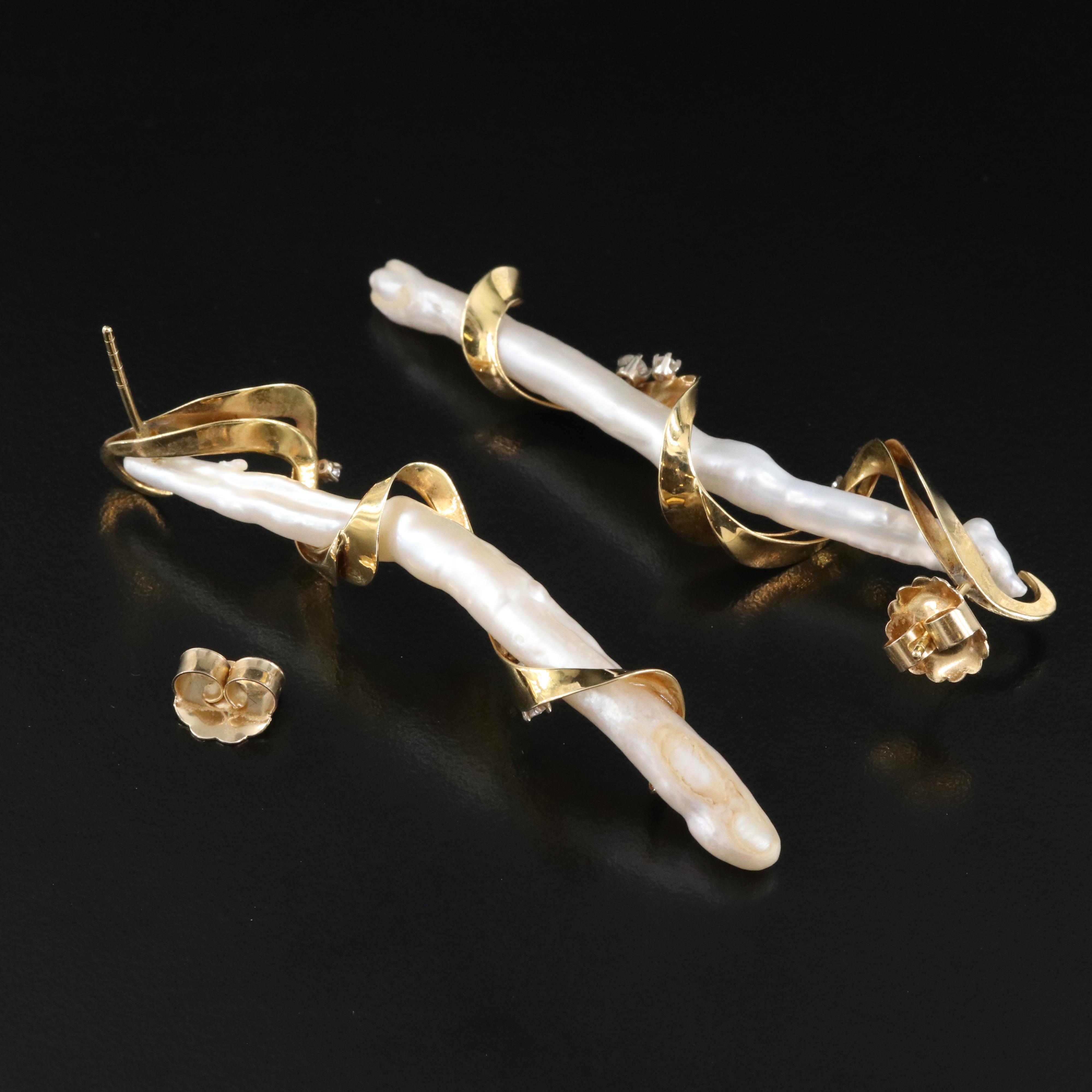 18K Pearl and Diamond Earrings